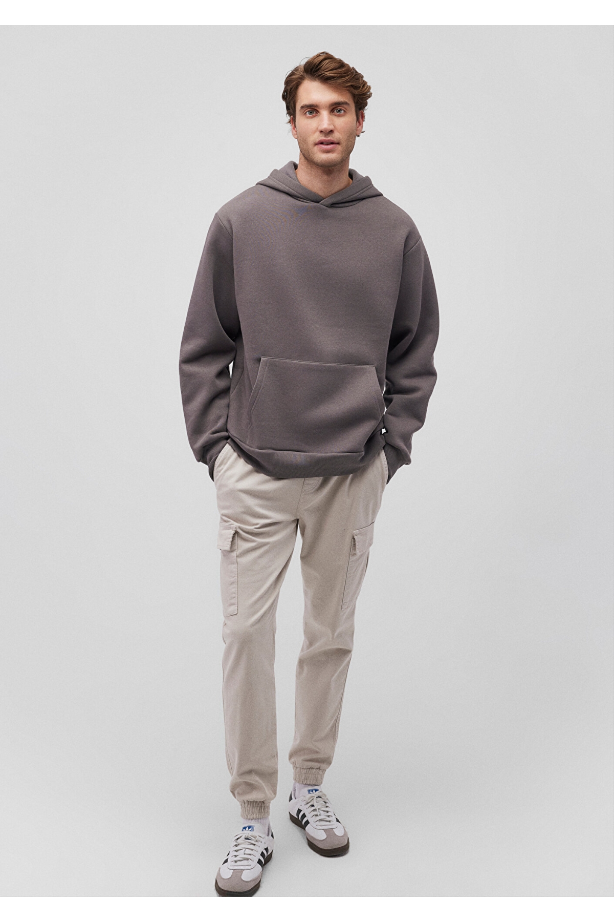 Kapüşonlu Gri Basic Sweatshirt