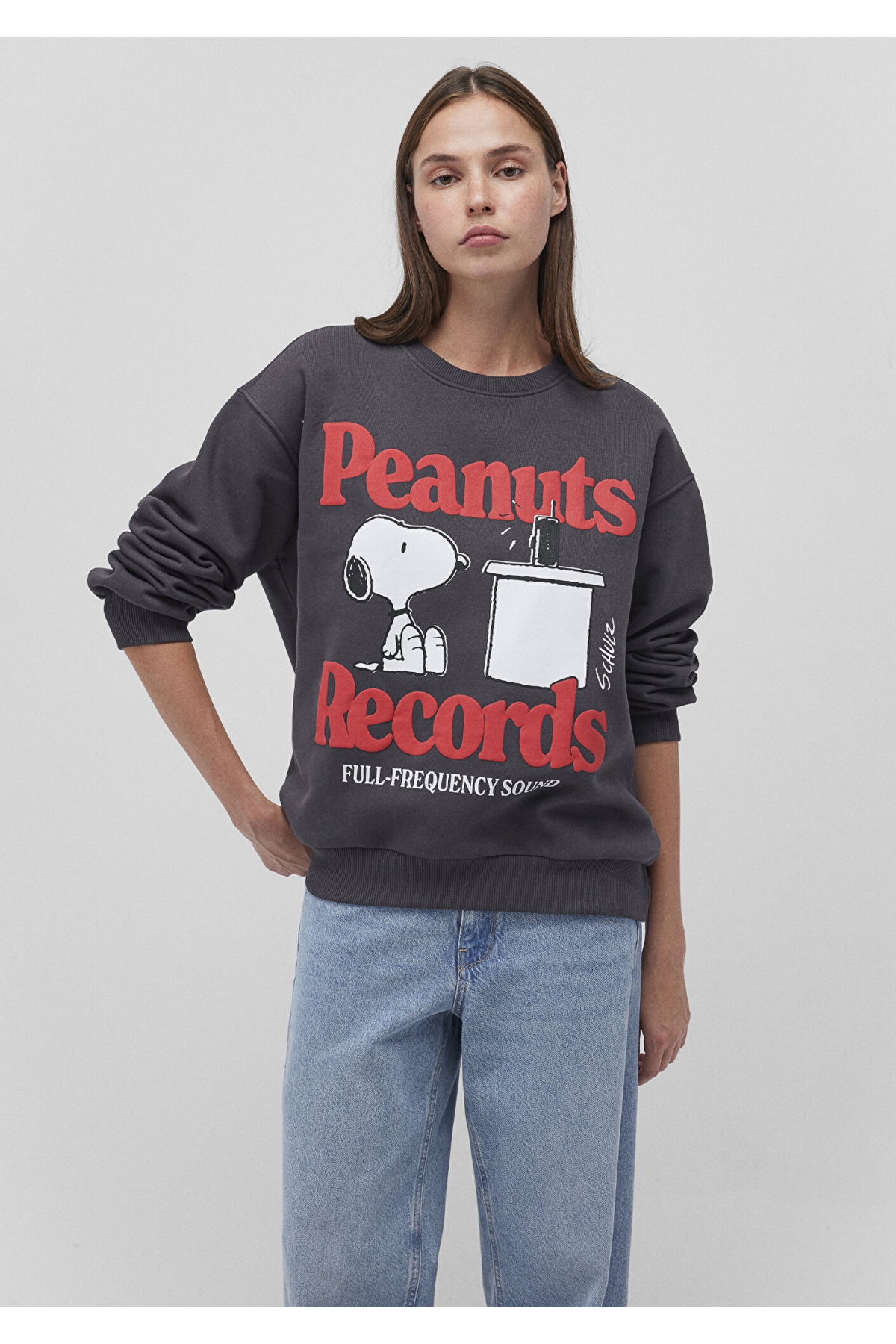 Snoopy Baskılı Antrasit Sweatshirt