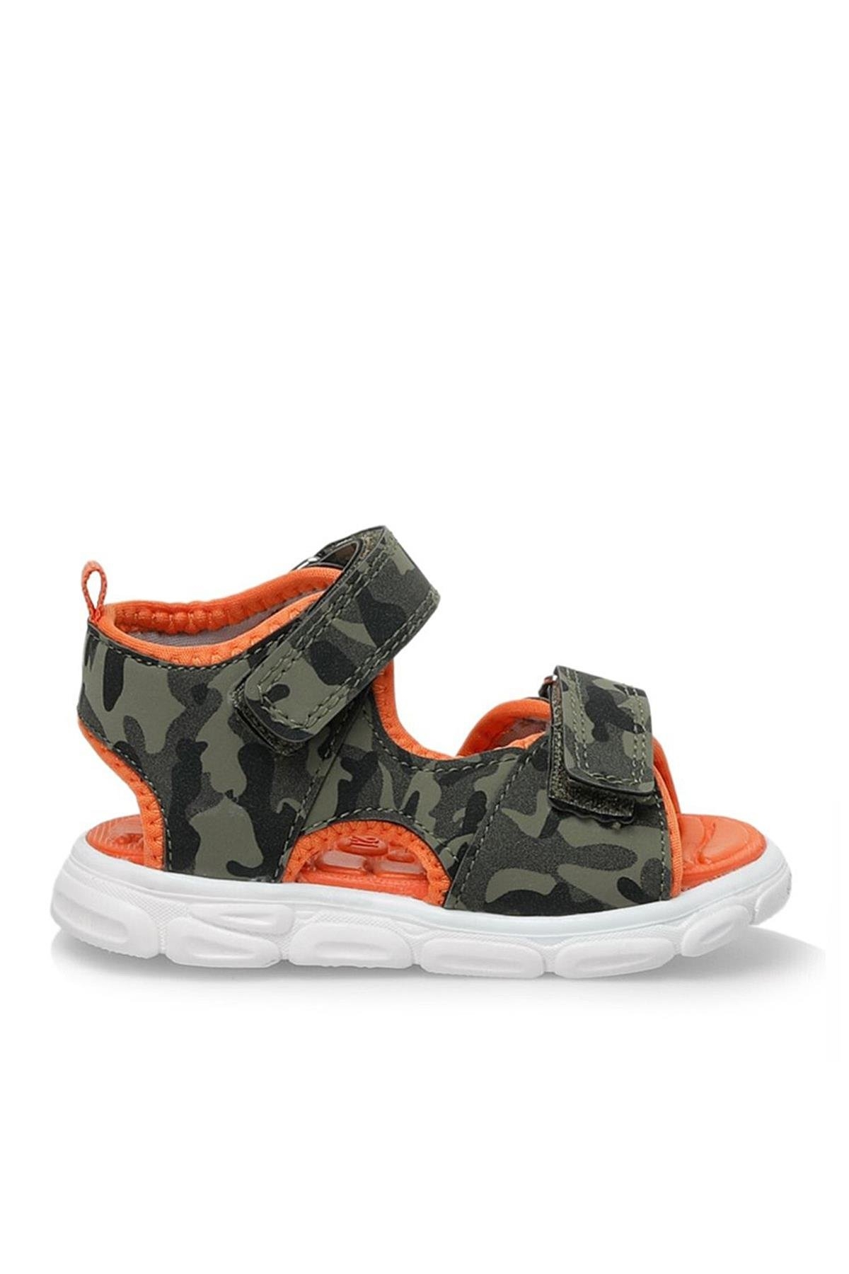 Haki Yeşil Turuncu Cırtlı Bebek Sandalet Ayakkabı - Görsel 3