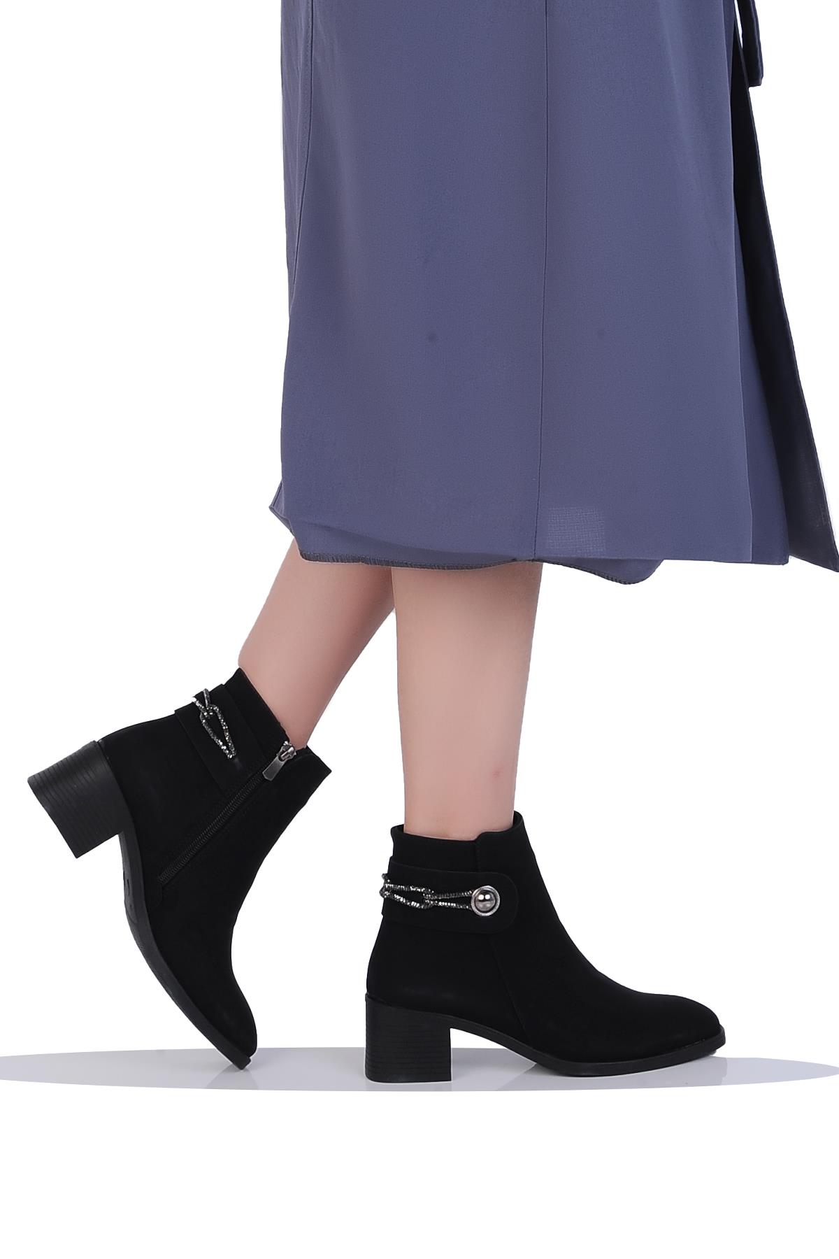 Mp 242-228Zn Siyah Kadın 6Cm Topuklu Bot - Görsel 2