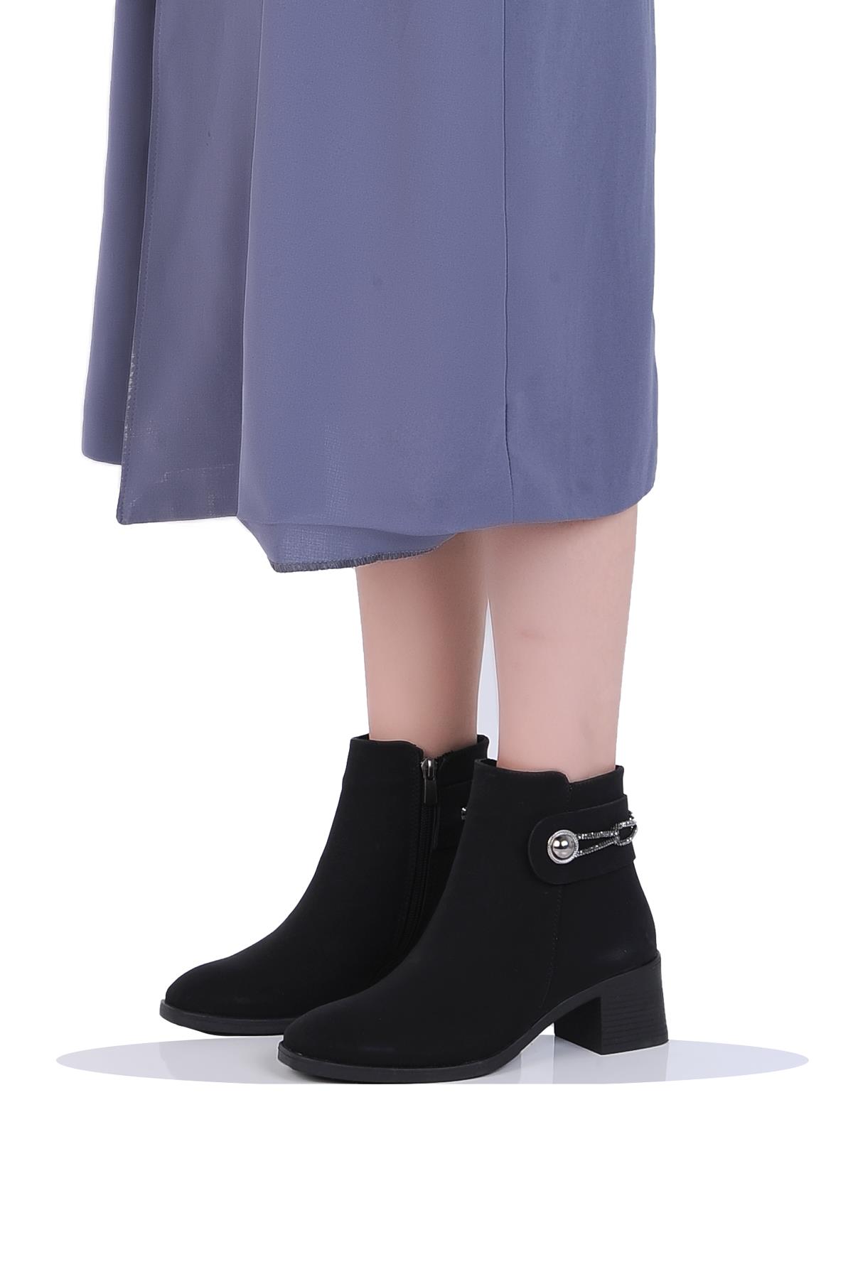 Mp 242-228Zn Siyah Kadın 6Cm Topuklu Bot - Görsel 3