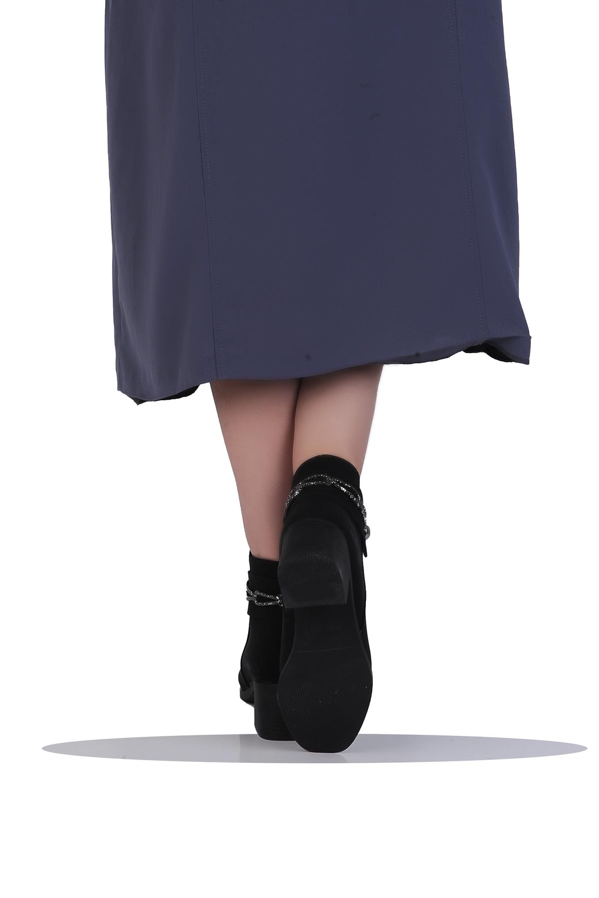 Mp 242-228Zn Siyah Kadın 6Cm Topuklu Bot - Görsel 4