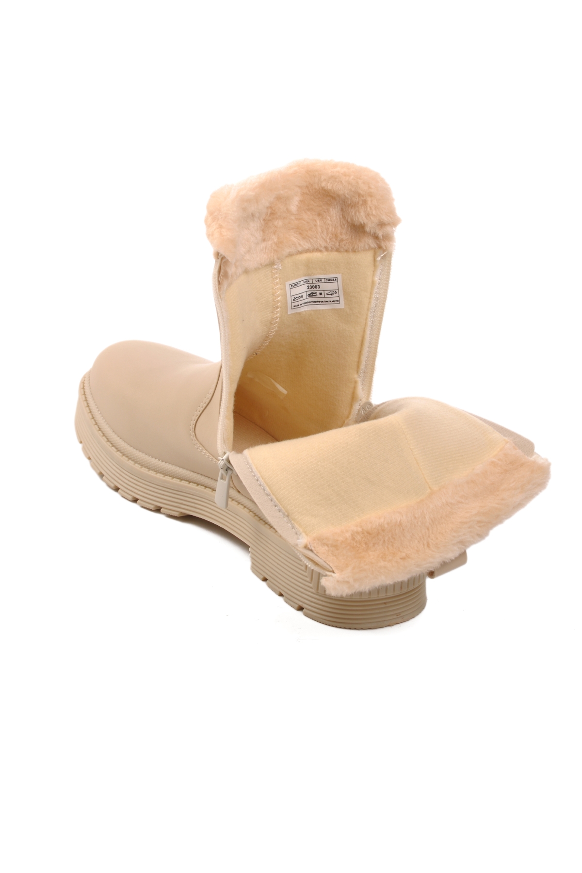 23003 Bej İçi Kürklü Kadın Bot - Görsel 5