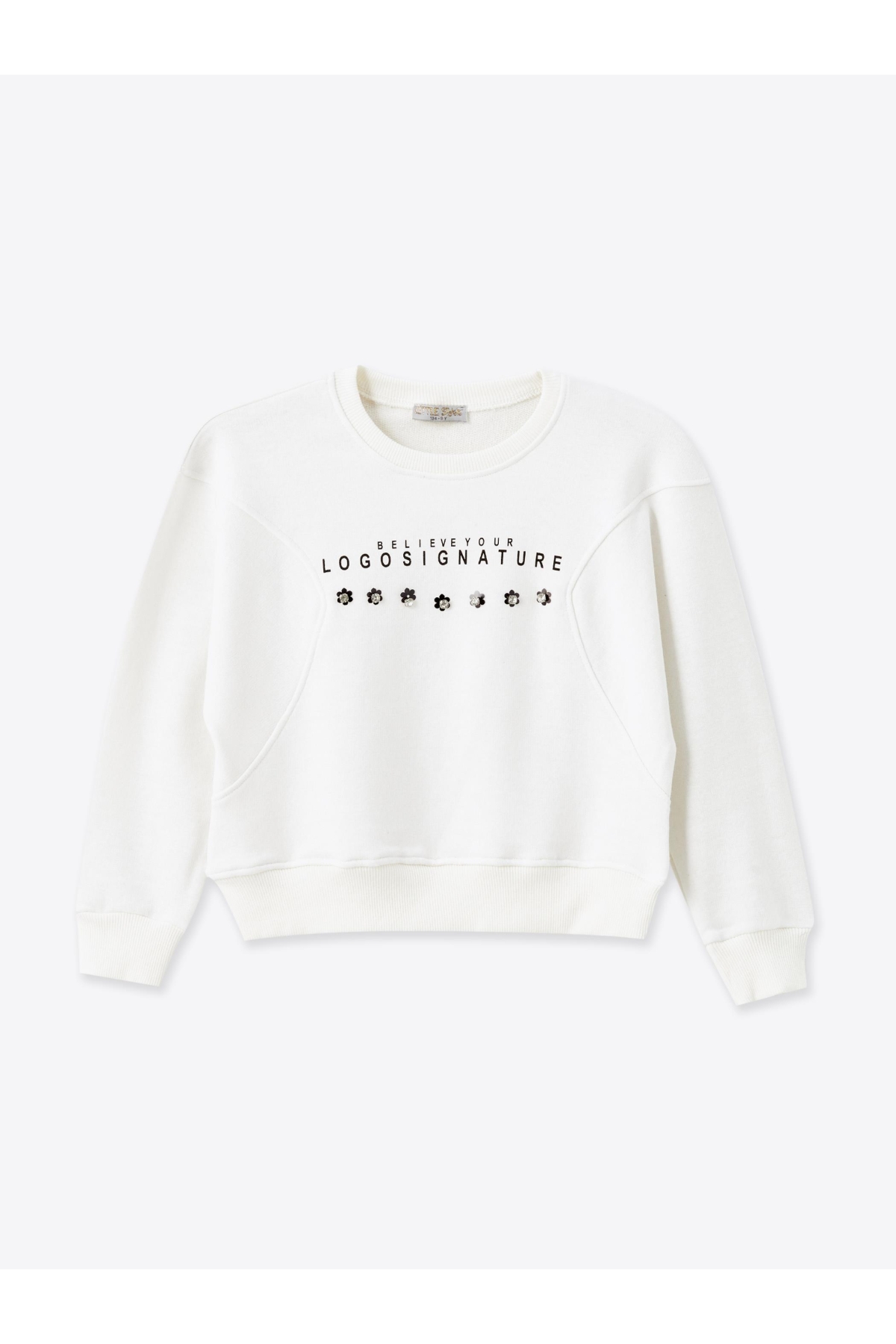 Kız Çocuk Papatya Taşlı Sweatshirt