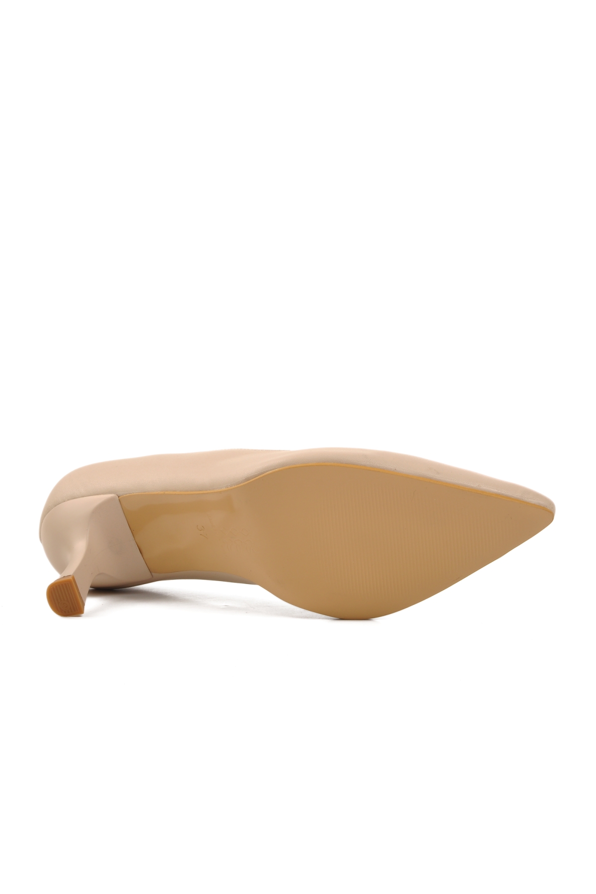 458299 Bej Cilt İnce Topuklu Kadın Abiye Ayakkabı - Görsel 6