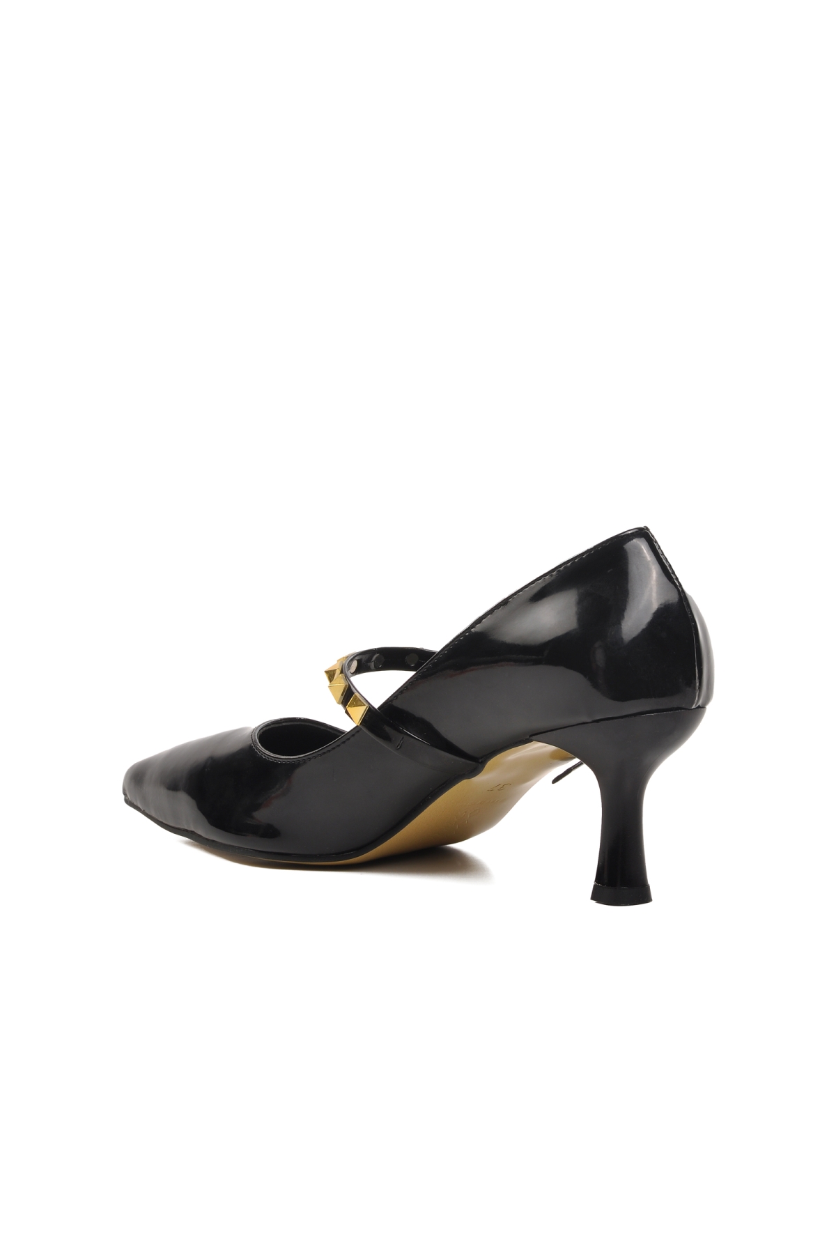 458297 Siyah Rugan İnce Topuklu Kadın Abiye Ayakkabı - Görsel 5