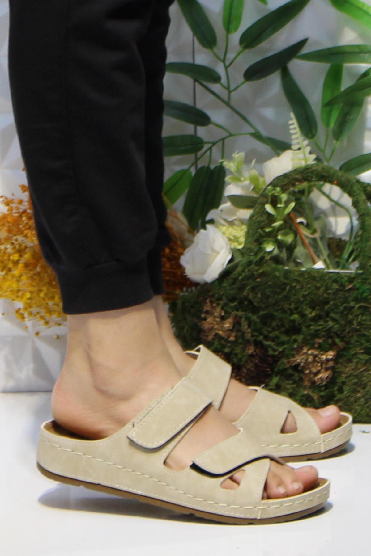 1801 Mulex Bej Com Anatomik Rahat Kadın Terlik - Görsel 2