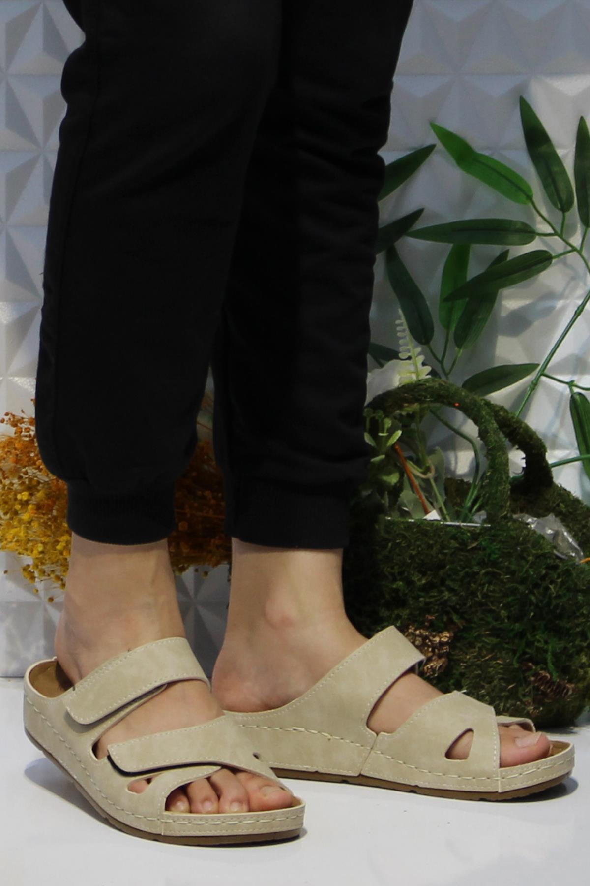 1801 Mulex Bej Com Anatomik Rahat Kadın Terlik - Görsel 3