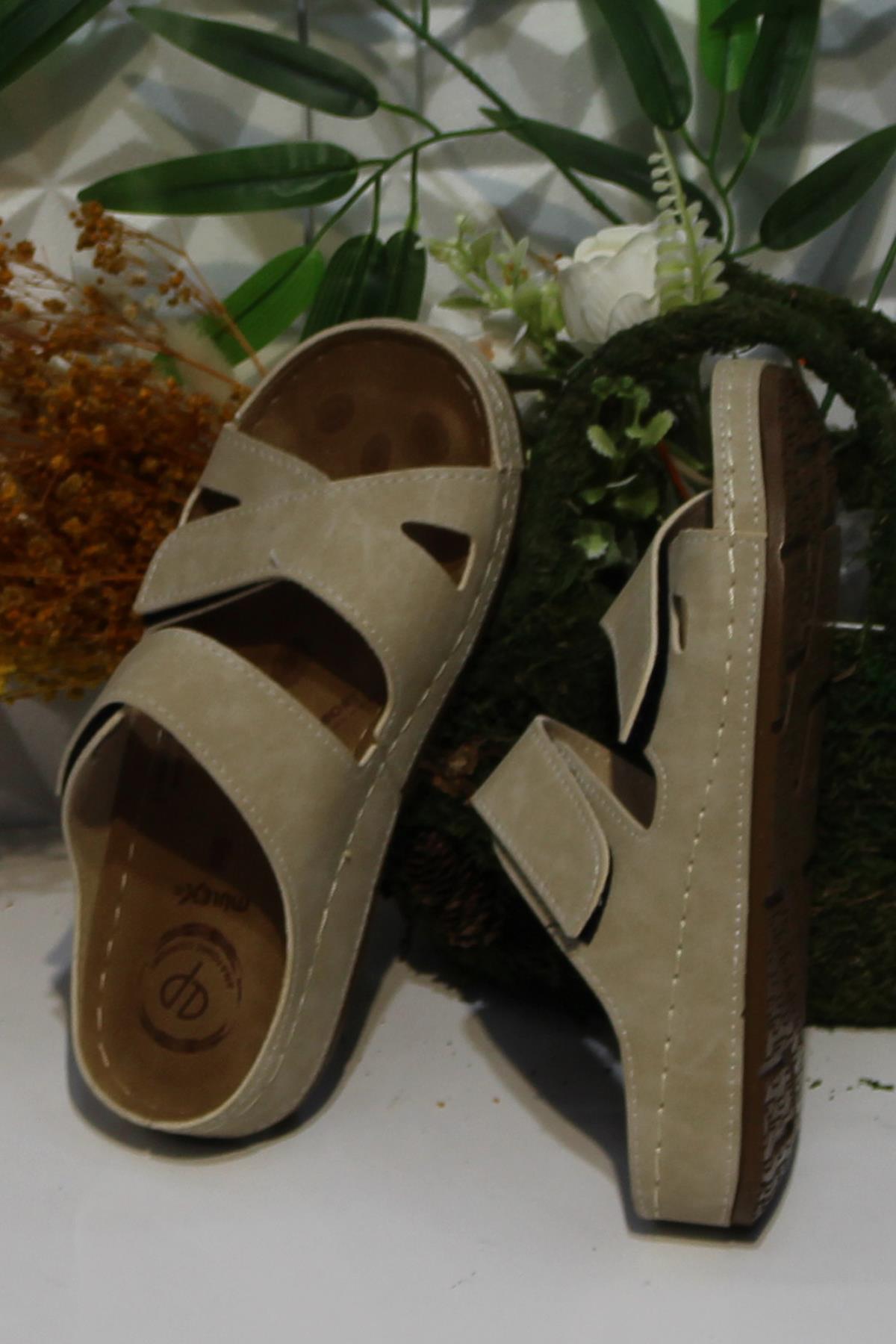 1801 Mulex Bej Com Anatomik Rahat Kadın Terlik - Görsel 6