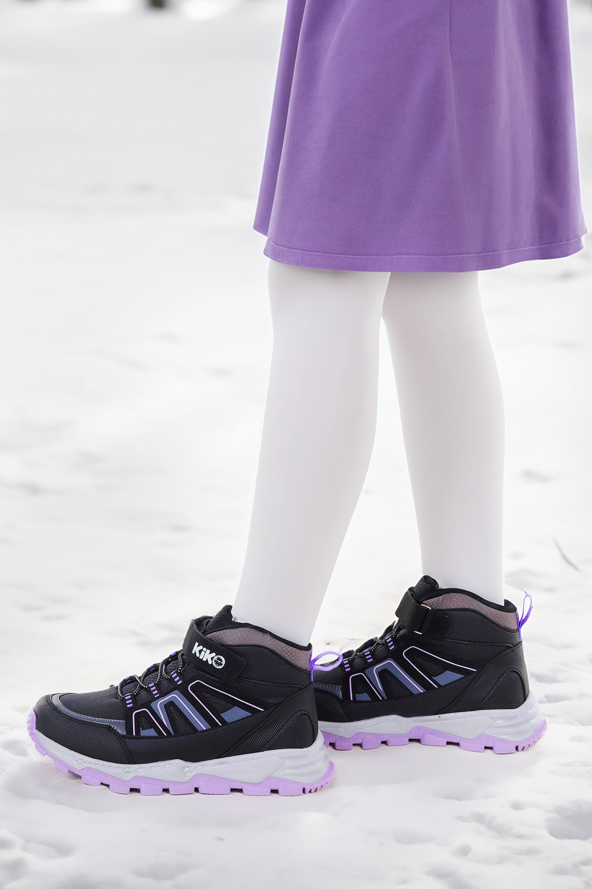 Kcal Termo Taban Cırtlı Kız Çocuk Spor Bot Ayakkabı Siyah - Lila - Görsel 3