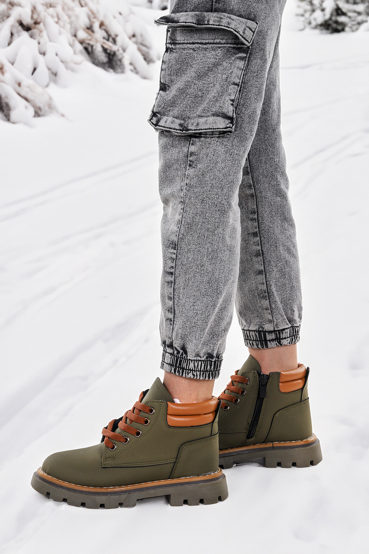 Fermuarlı Erkek Çocuk Bot Ayakkabı Arz 4552 Haki - Görsel 3