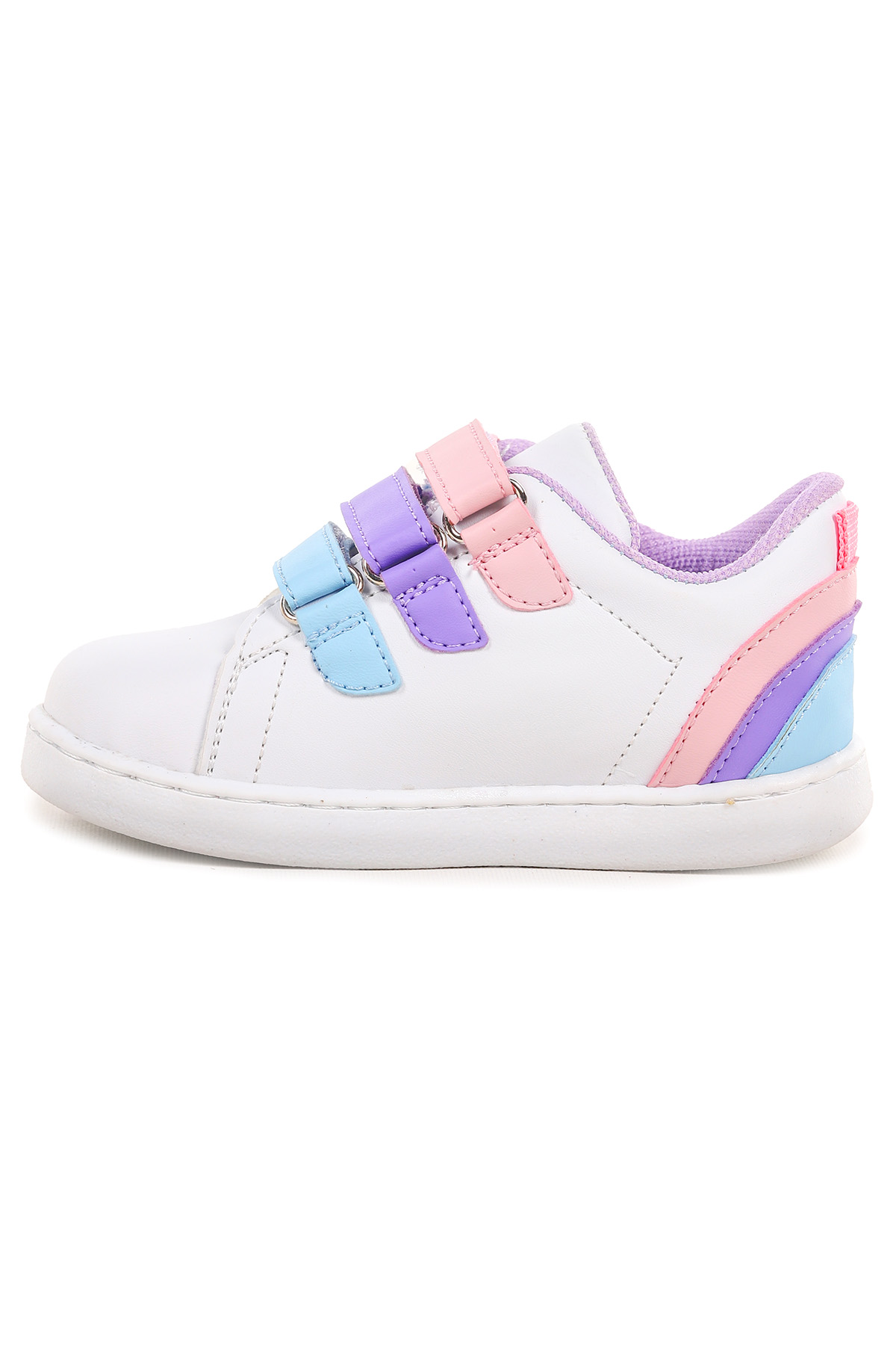 Lunce Cırtlı Işıklı Kız Bebek Spor Ayakkabı Beyaz - Lila - Görsel 3