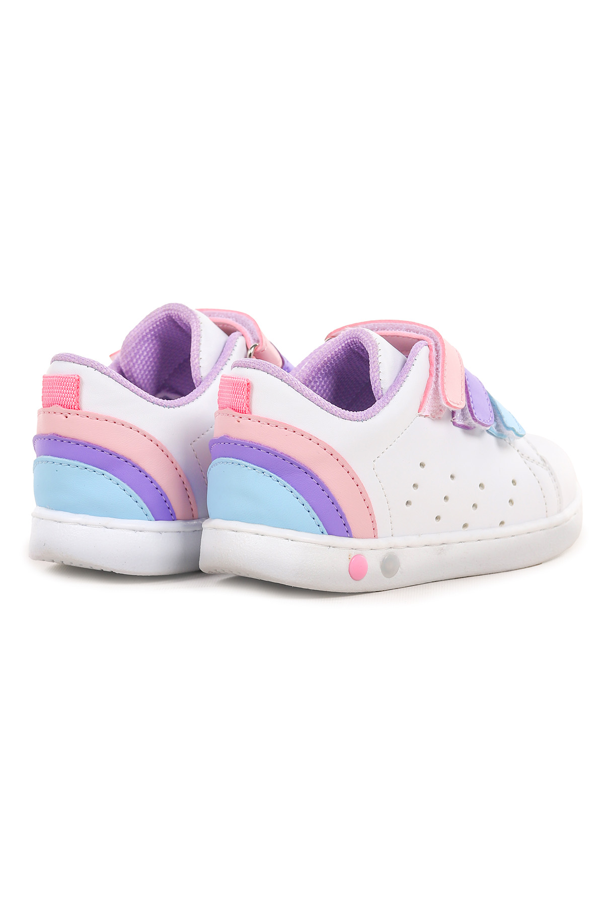 Lunce Cırtlı Işıklı Kız Bebek Spor Ayakkabı Beyaz - Lila - Görsel 5