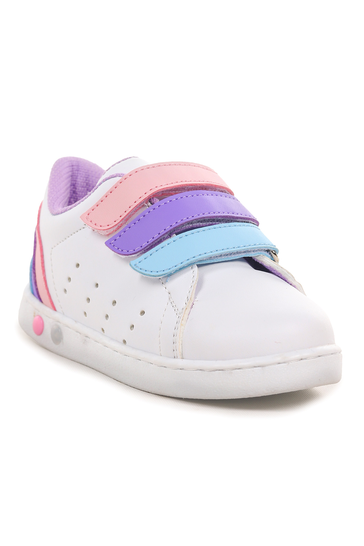 Lunce Cırtlı Işıklı Kız Bebek Spor Ayakkabı Beyaz - Lila - Görsel 8