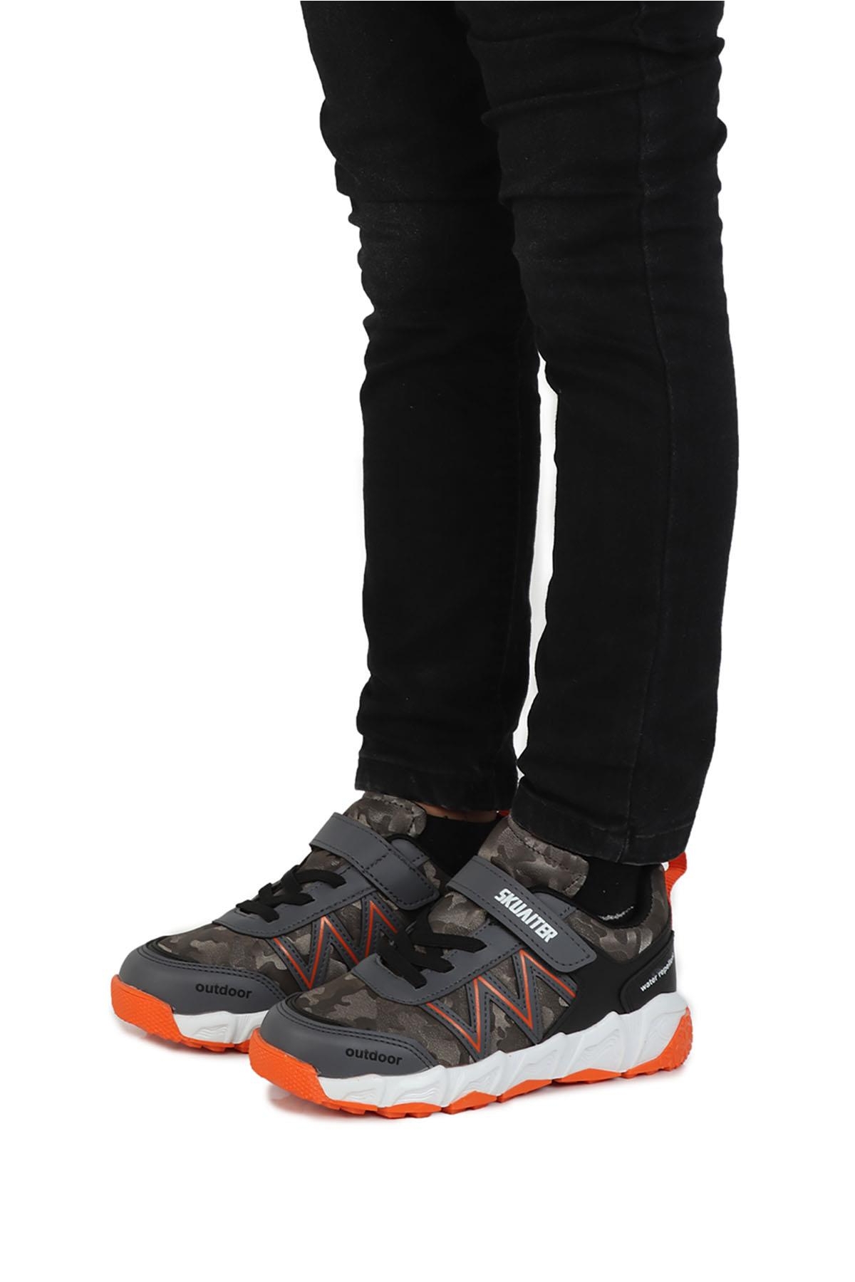 Skuaıter 048 Füme-Oranj Erkek Çocuk Kışlık Spor Ayakkabı - Görsel 3