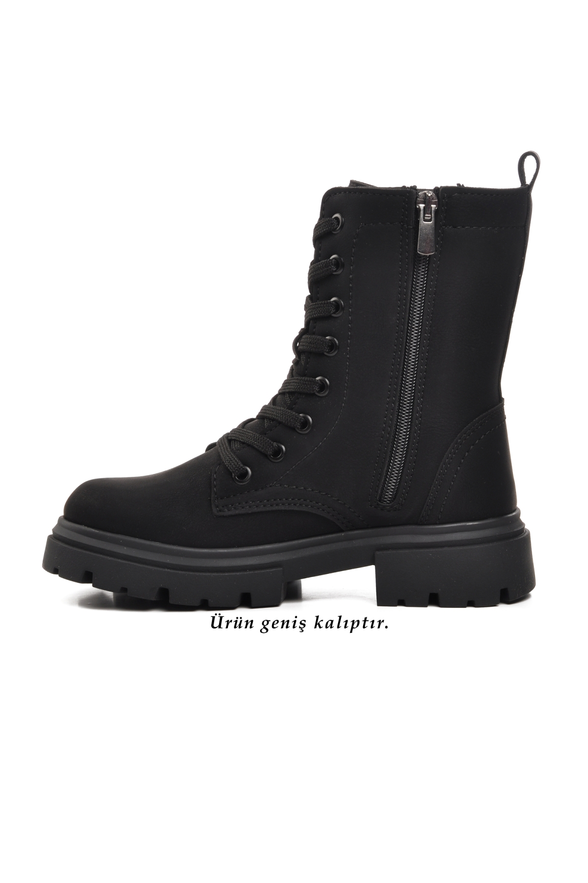 24028-F Siyah-Zümrüt Geniş Kalıp İçi Polarlı Çocuk Bot - Görsel 3