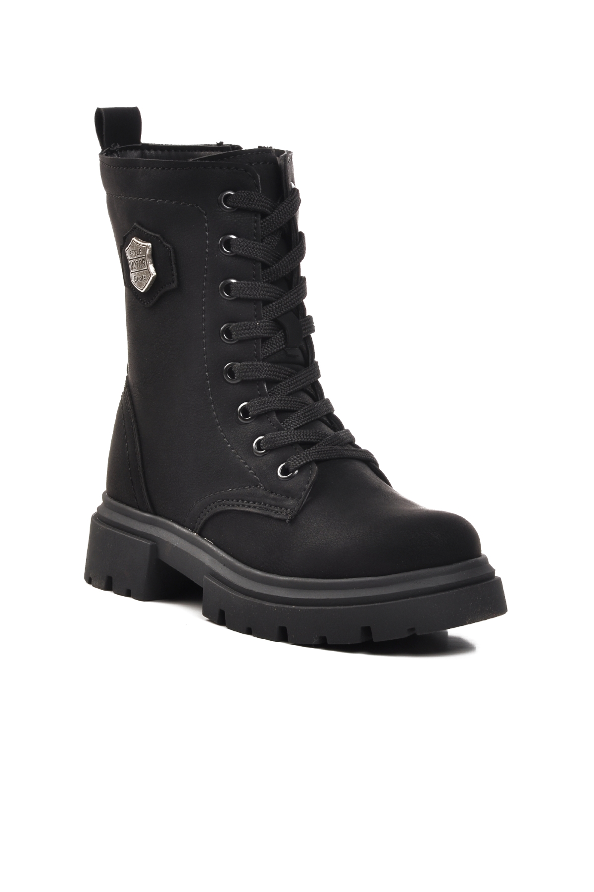 24028-F Siyah-Zümrüt Geniş Kalıp İçi Polarlı Çocuk Bot - Görsel 4