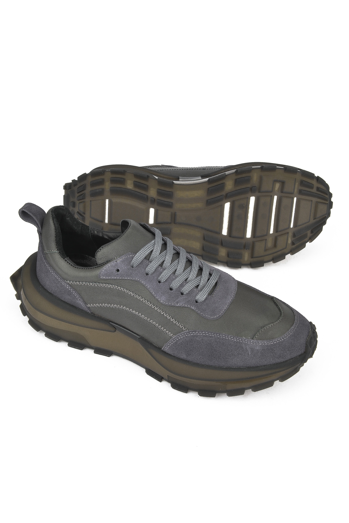 Erkek Hakiki Deri Sneaker 1431042Z7015 Gri - Görsel 5