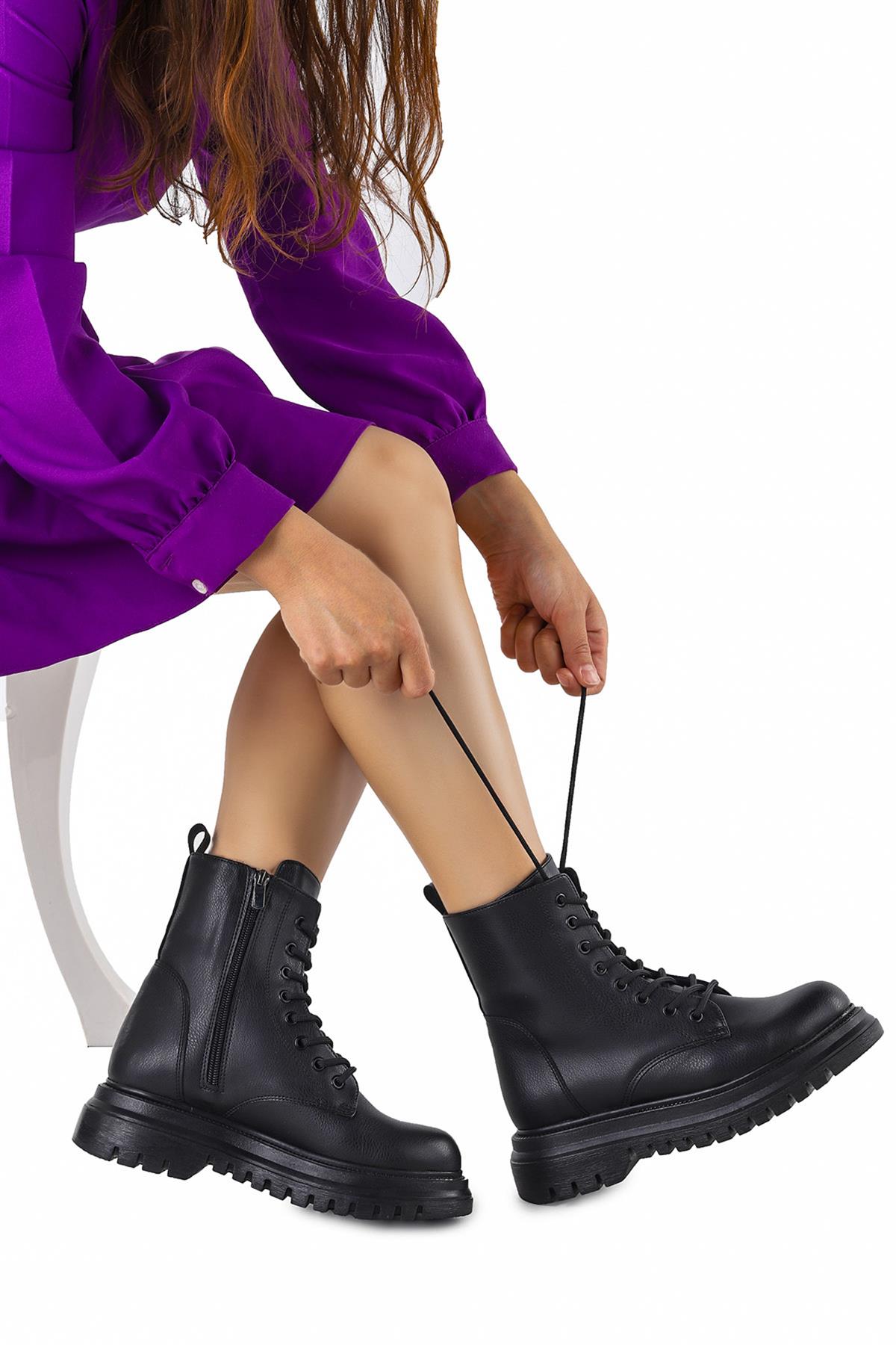 Kalın ve Yüksek Taban Günlük Bot Kadın Postal Bot - Görsel 6