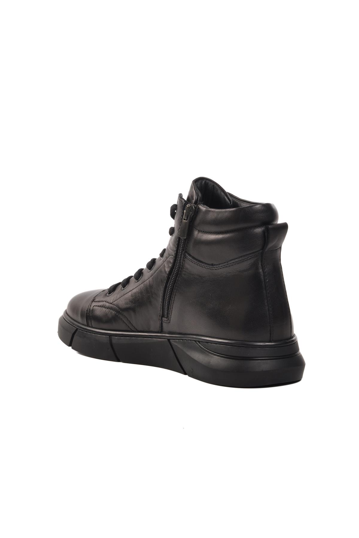 4K1238-510 Siyah Hakiki Deri İçi Polarlı Erkek Bot - Görsel 5