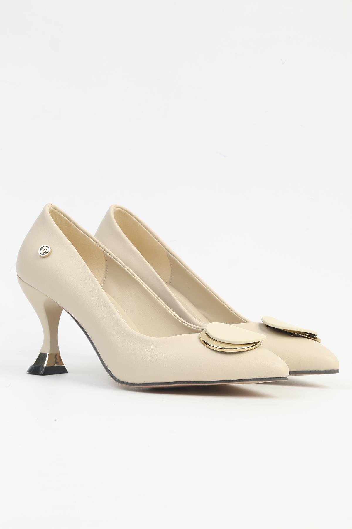 ® Bej Kadın Topuklu Ayakkabı PC-54039 - Görsel 3