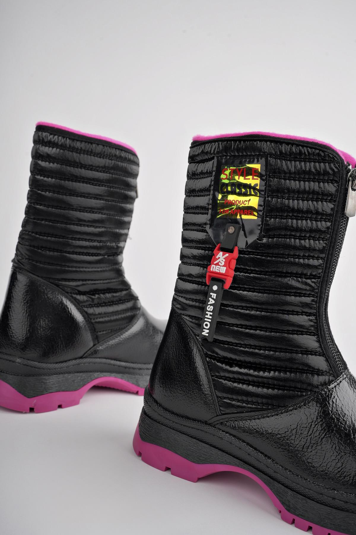 BLOOM Garantili Çocuk Tırtıklı Taban İçi Polar Önü Fermuarlı Yağmur ve Kar Botu - Görsel 5