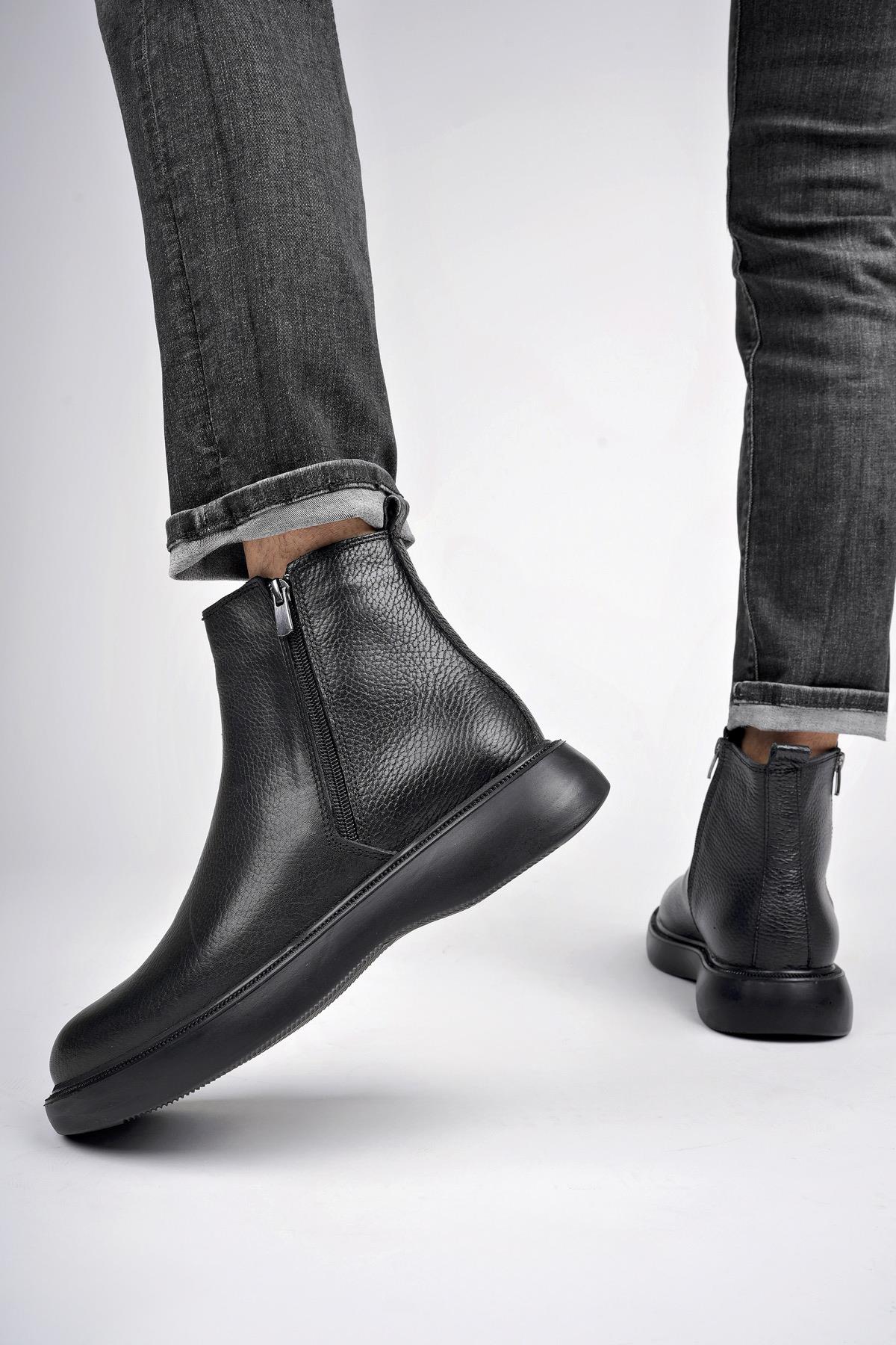 BRANDON Hakiki Deri Çift Fermuarlı Garantili Erkek Kışlık Chelsea Bot - Görsel 7