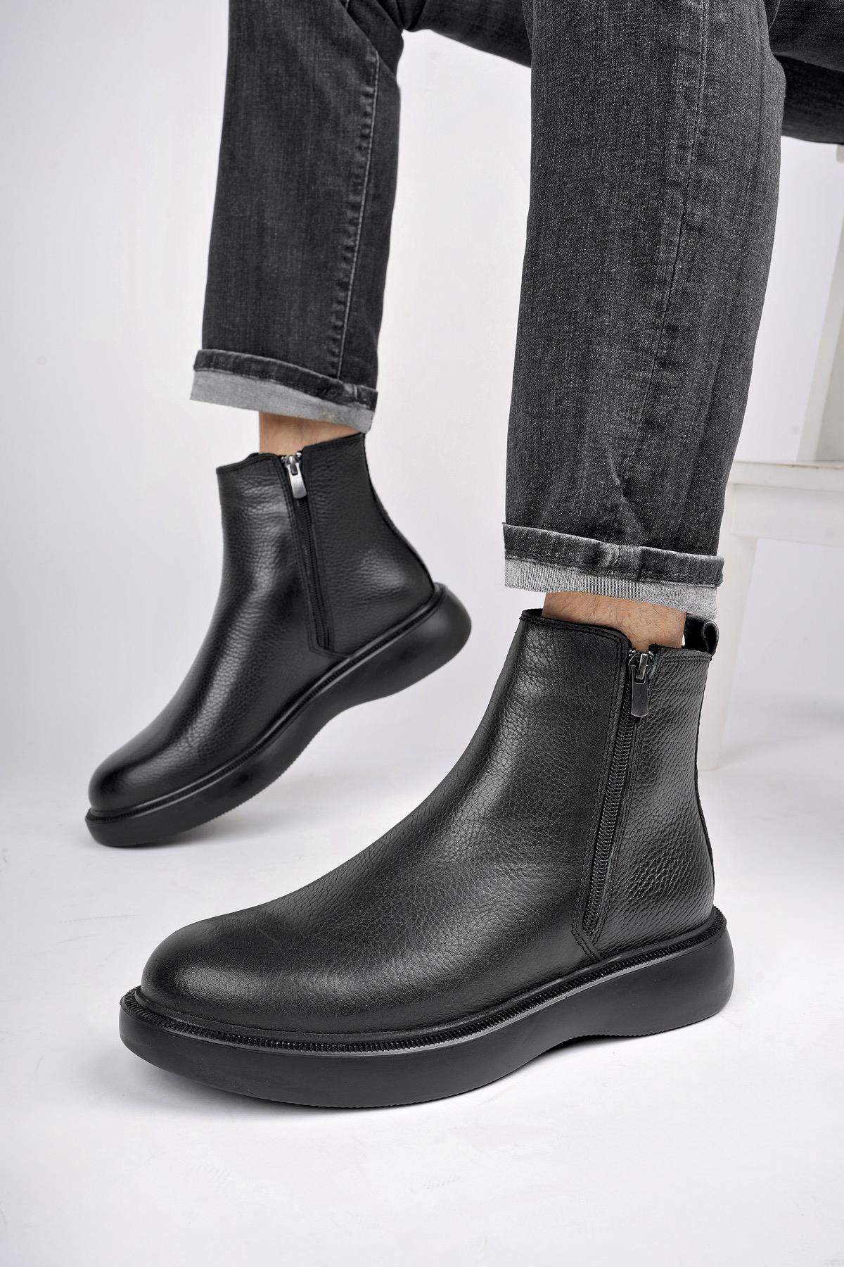 BRANDON Hakiki Deri Çift Fermuarlı Garantili Erkek Kışlık Chelsea Bot - Görsel 8