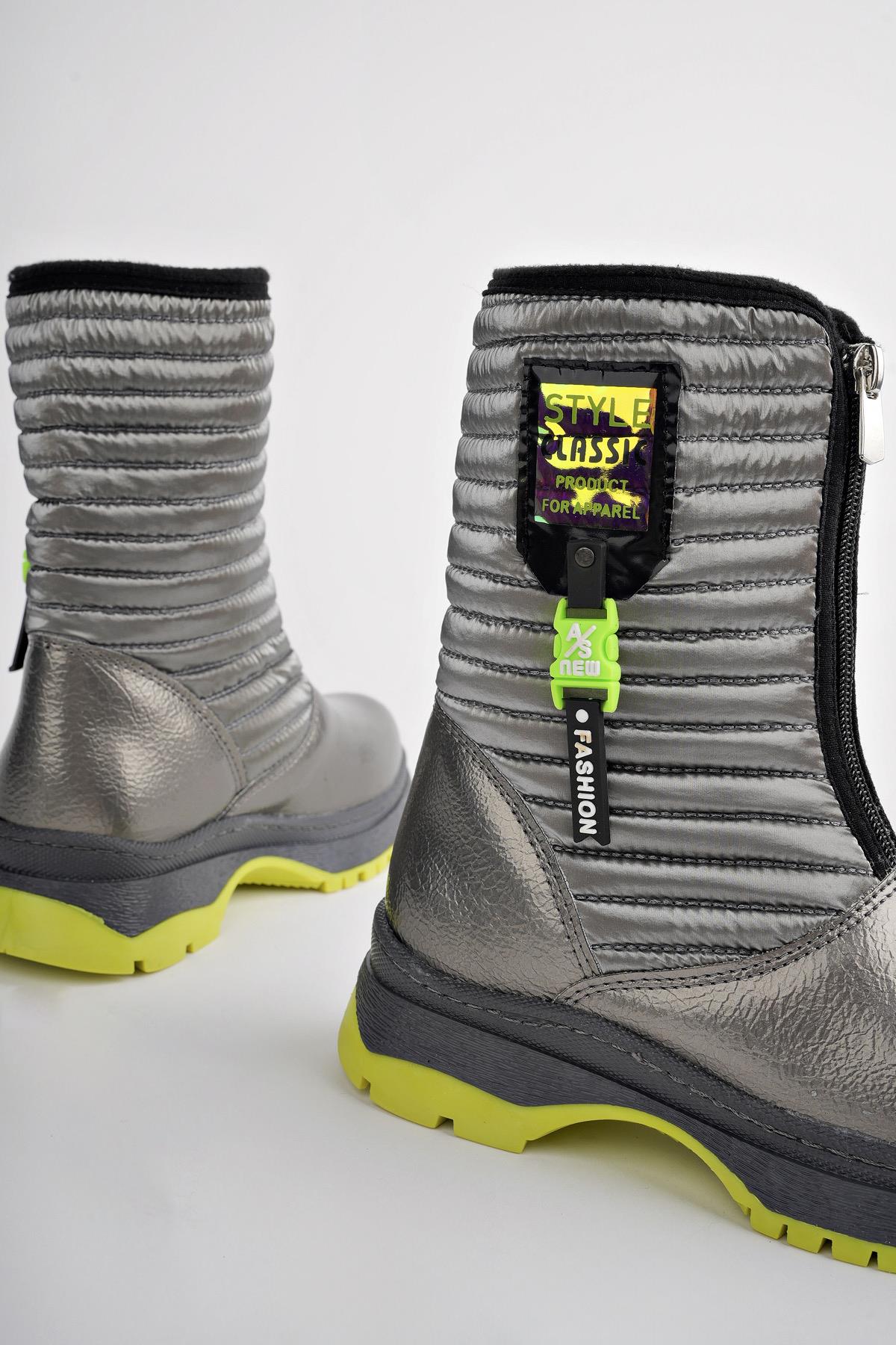 BLOOM Garantili Çocuk Tırtıklı Taban İçi Polar Önü Fermuarlı Yağmur ve Kar Botu - Görsel 5