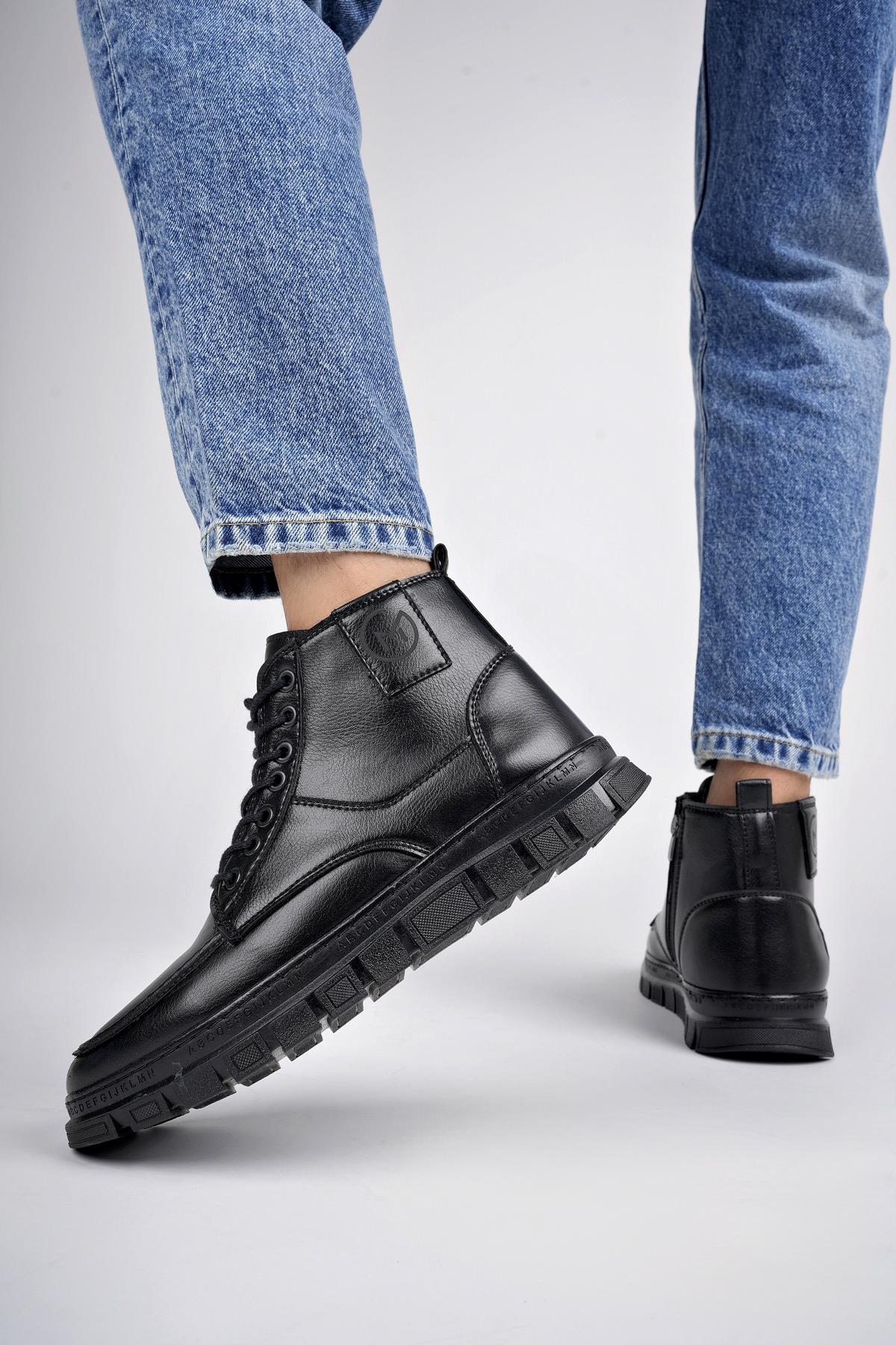 GİLBERTO Garantili Fermuarlı Bağcıklı Kürklü Hafif Taban Erkek Bot - Görsel 7