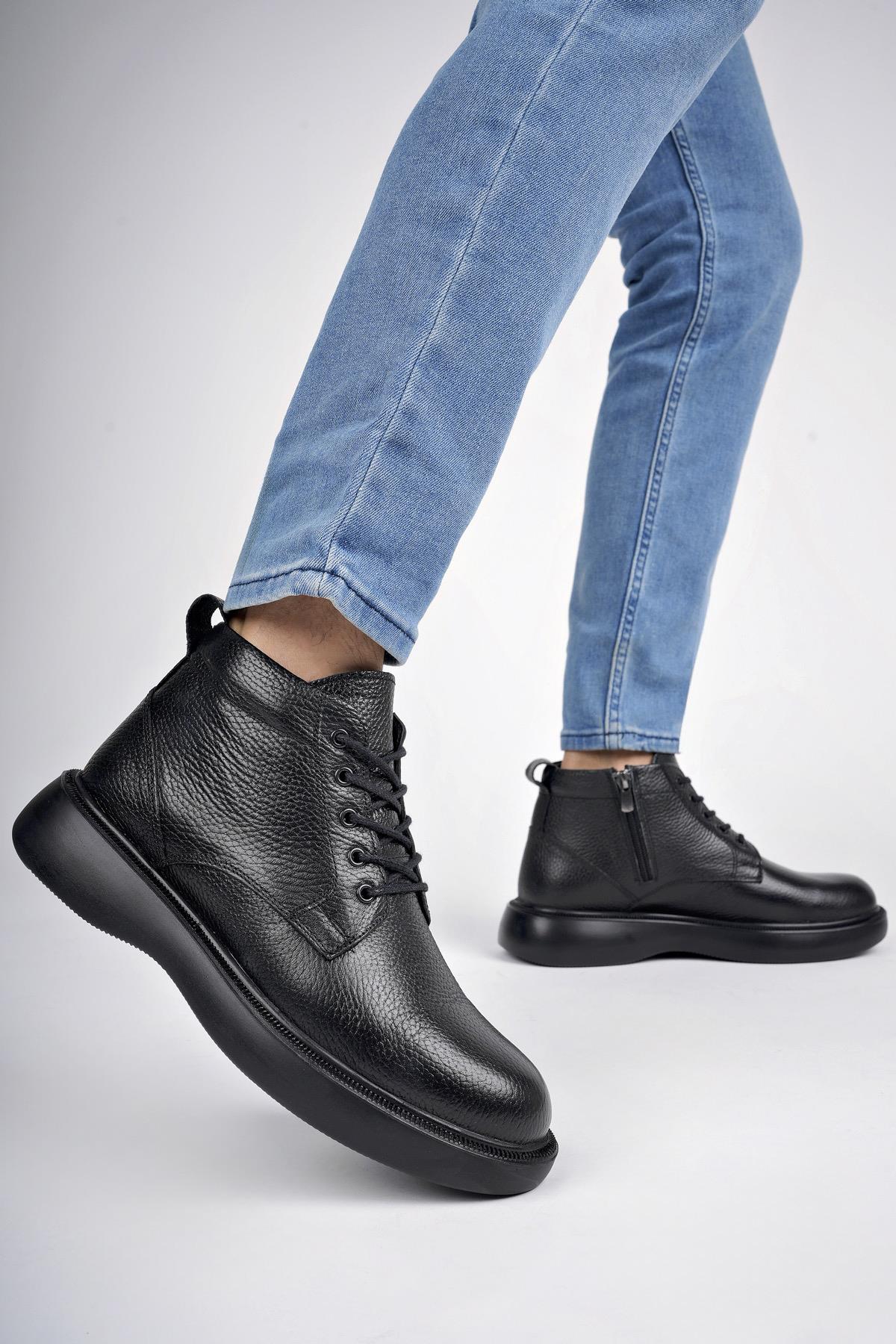 BERNARD Garantili Hakiki Deri Bağcıklı Fermuarlı Kaymaz Taban Casual Erkek Bot - Görsel 2