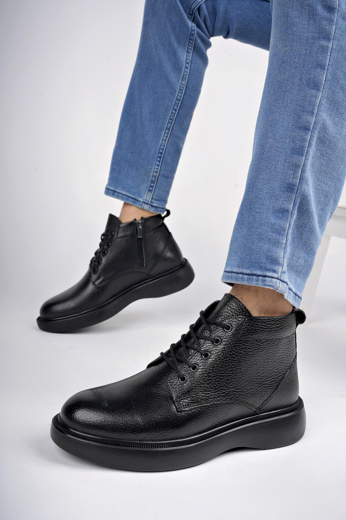 BERNARD Garantili Hakiki Deri Bağcıklı Fermuarlı Kaymaz Taban Casual Erkek Bot - Görsel 9