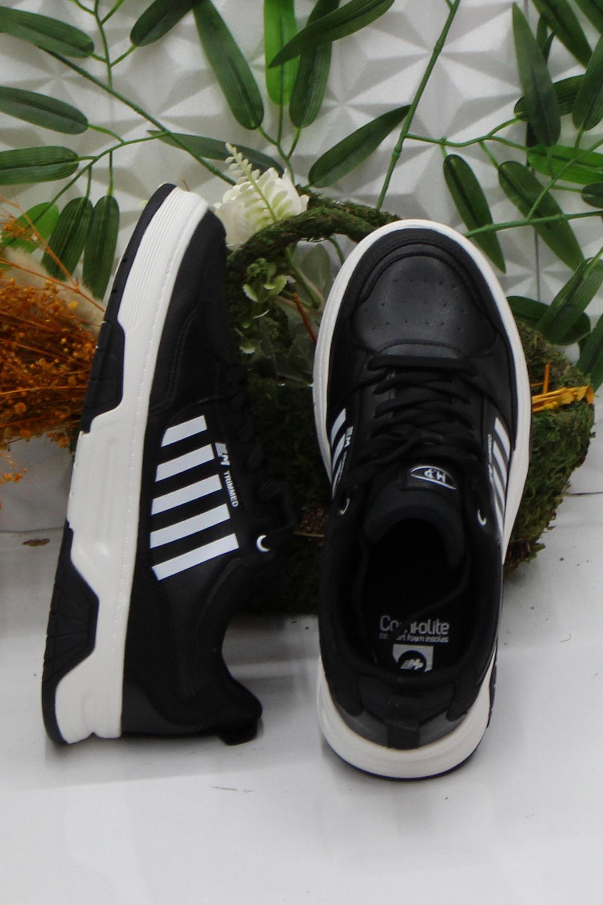 242 2060 Siyah Beyaz Rahat Orijinal Ürün Erkek Spor Ayakkabı - Görsel 6