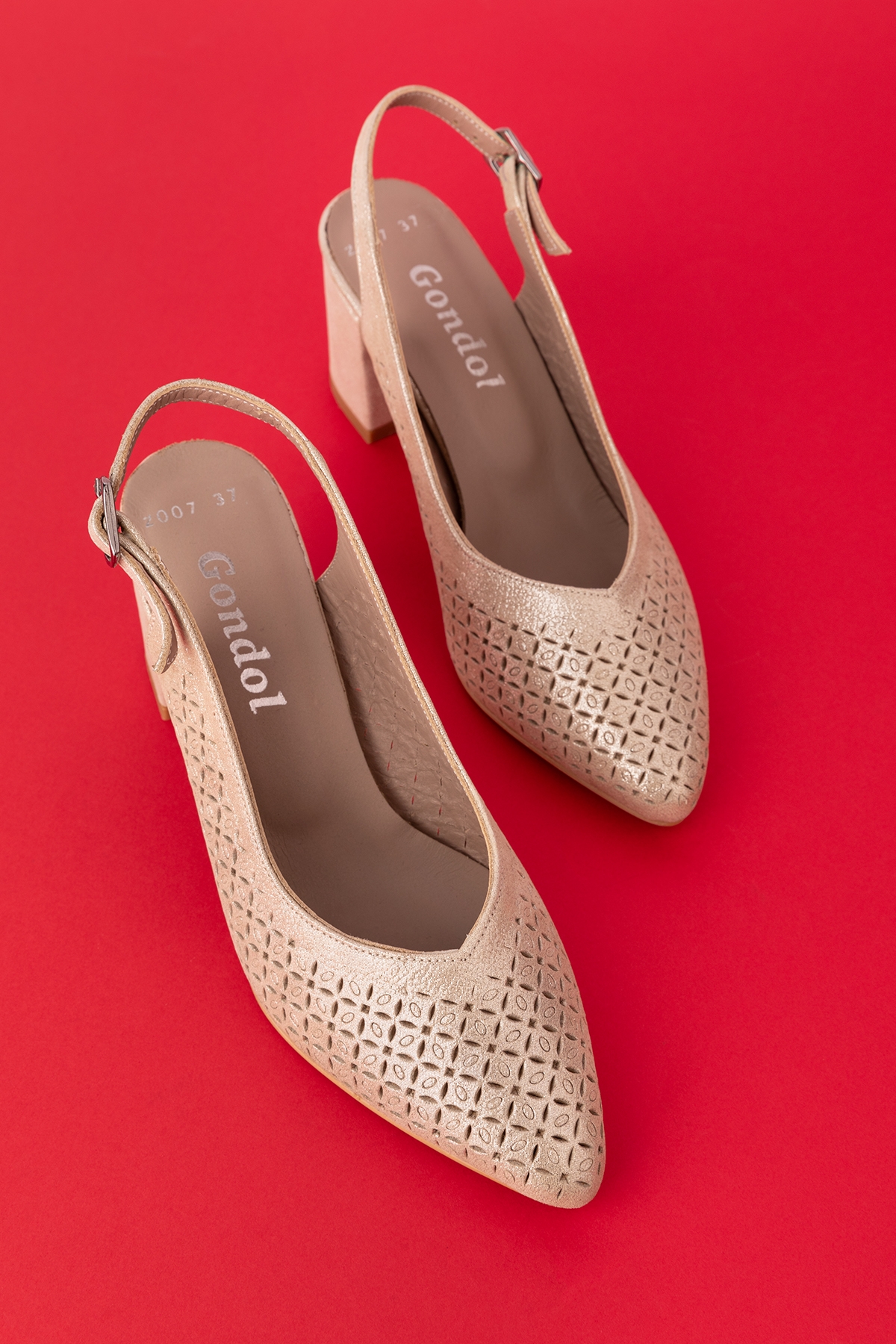 Gondol Hakiki Deri Lazer Kesim Şık Topuklu Ayakkabı şhn.2007 - Görsel 4