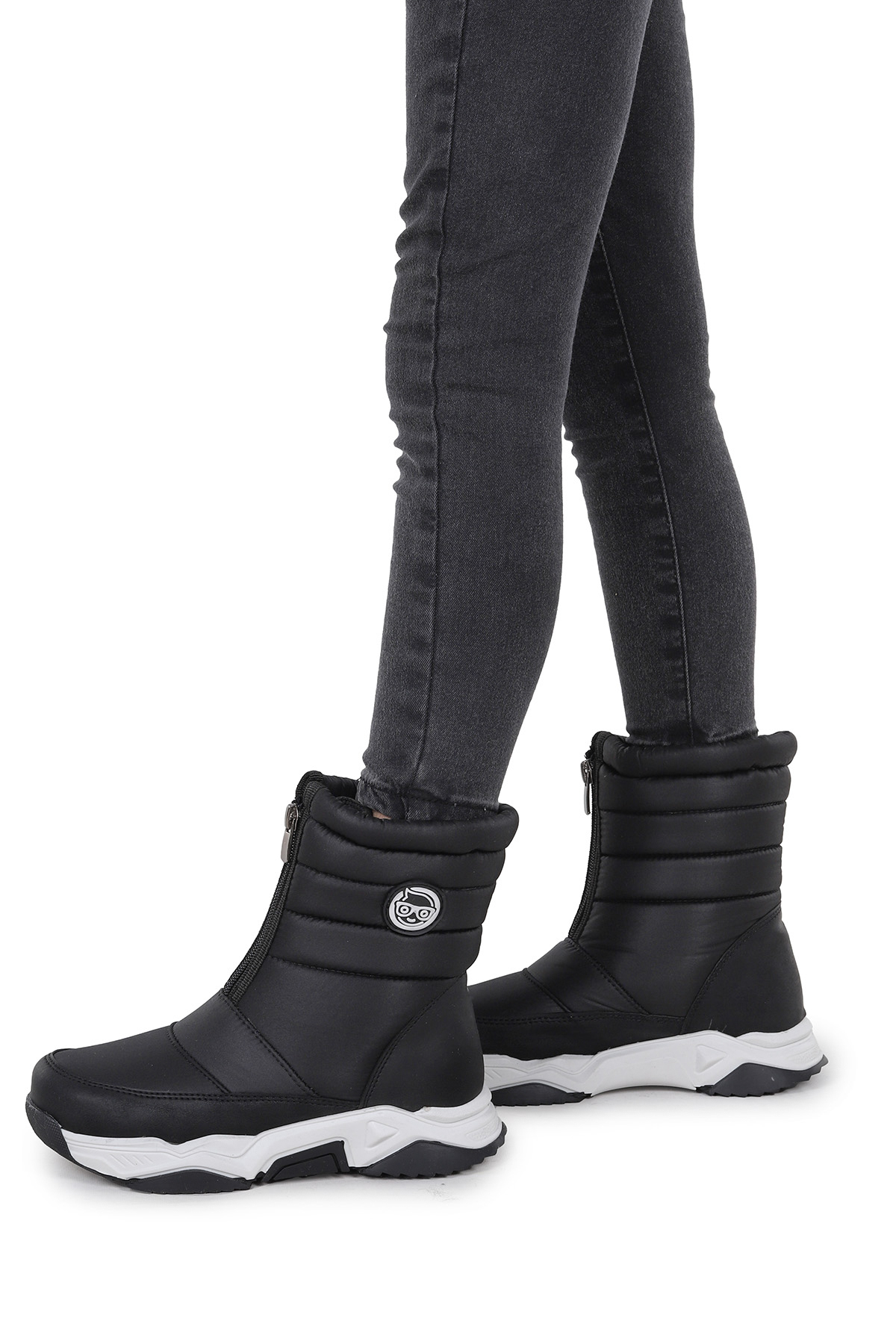 Sumo Fermuarlı Erkek Çocuk Kar Botu Siyah - Beyaz - Görsel 4