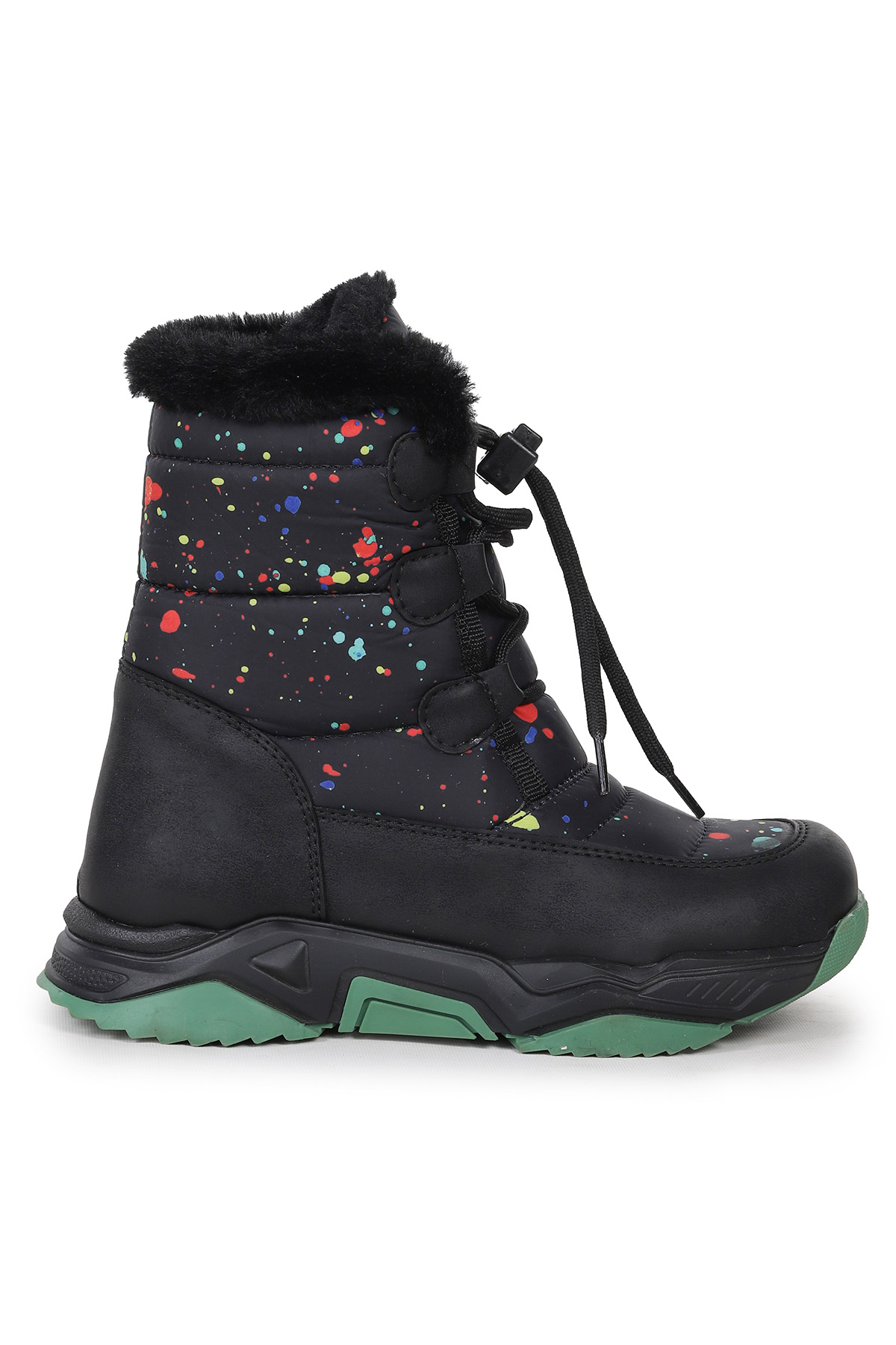 Bambu Bağcıklı Erkek Çocuk Kar Botu Siyah - Yeşil - Görsel 5