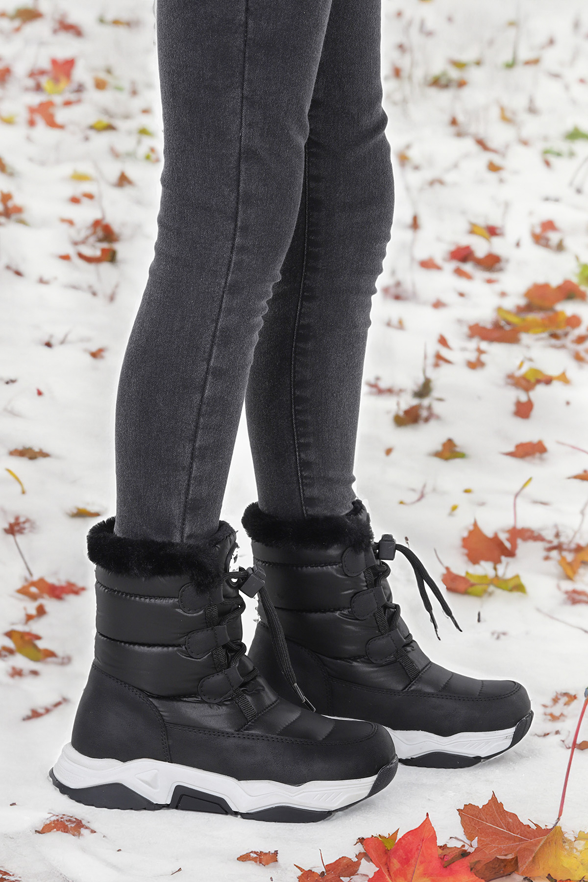 Alison Bağcıklı Erkek Çocuk Kar Botu Siyah - Görsel 2