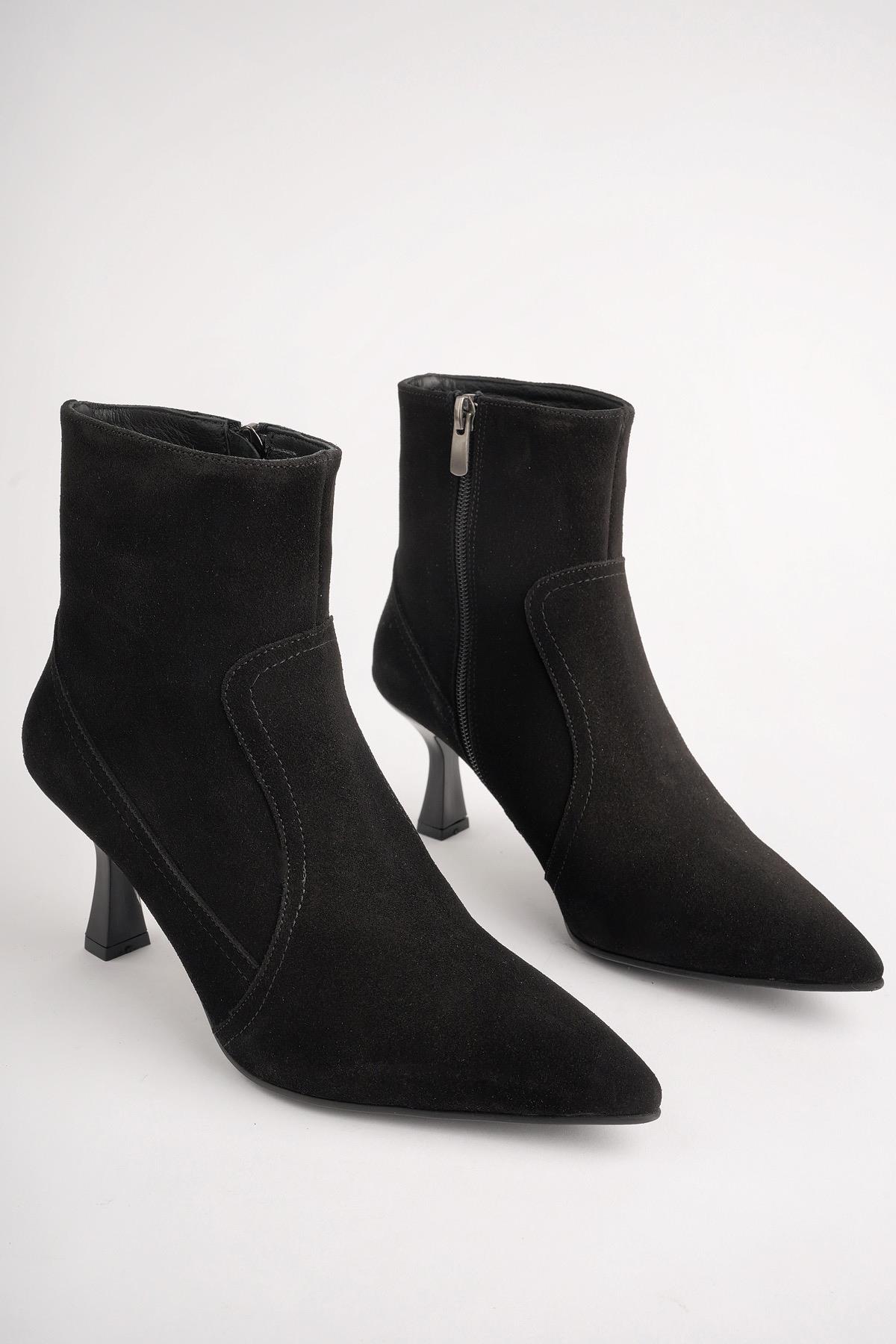NATALİE Garantili Hakiki Deri Sivri Burun Fermuarlı İnce Topuklu Kadın Bot - Görsel 3