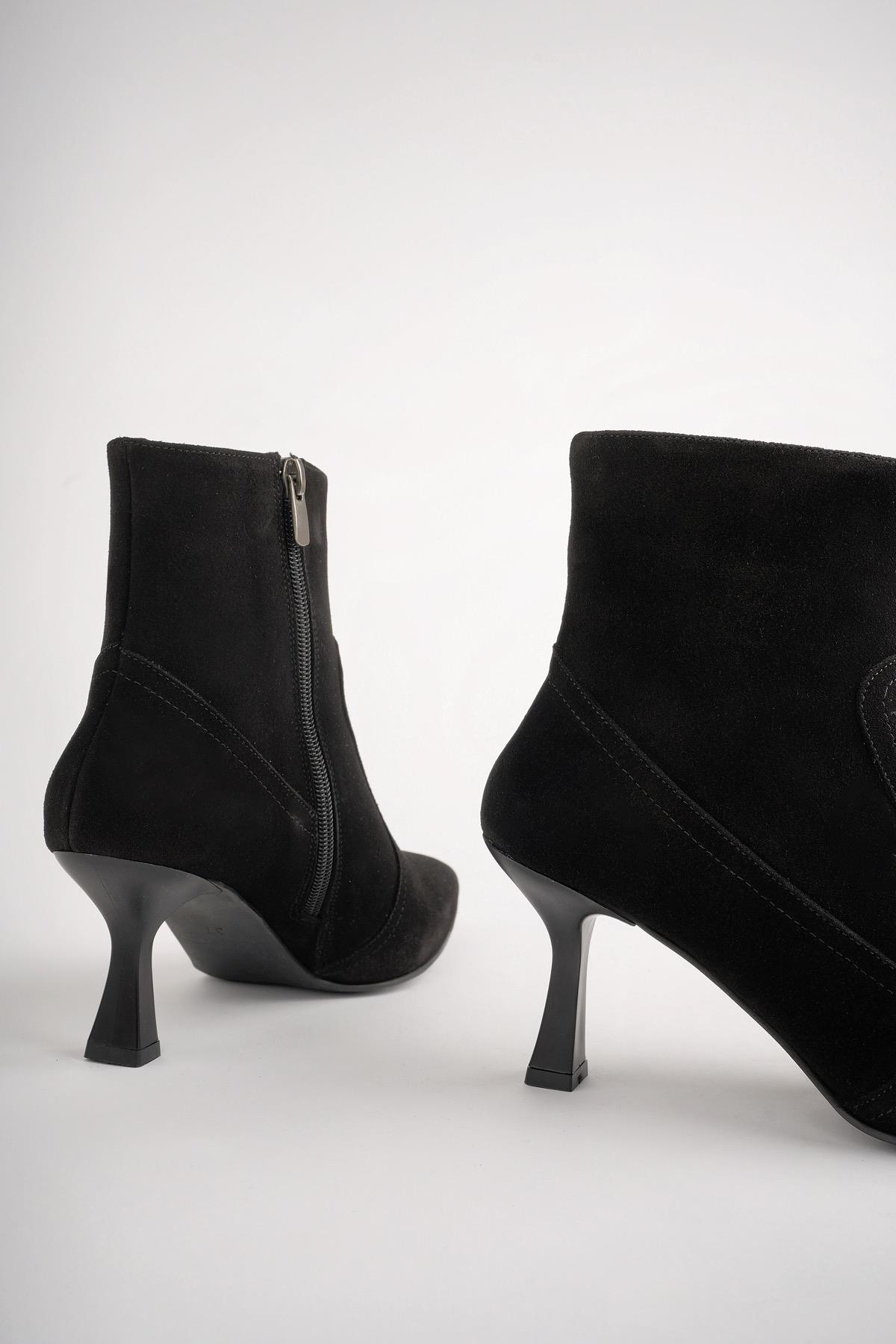 NATALİE Garantili Hakiki Deri Sivri Burun Fermuarlı İnce Topuklu Kadın Bot - Görsel 4