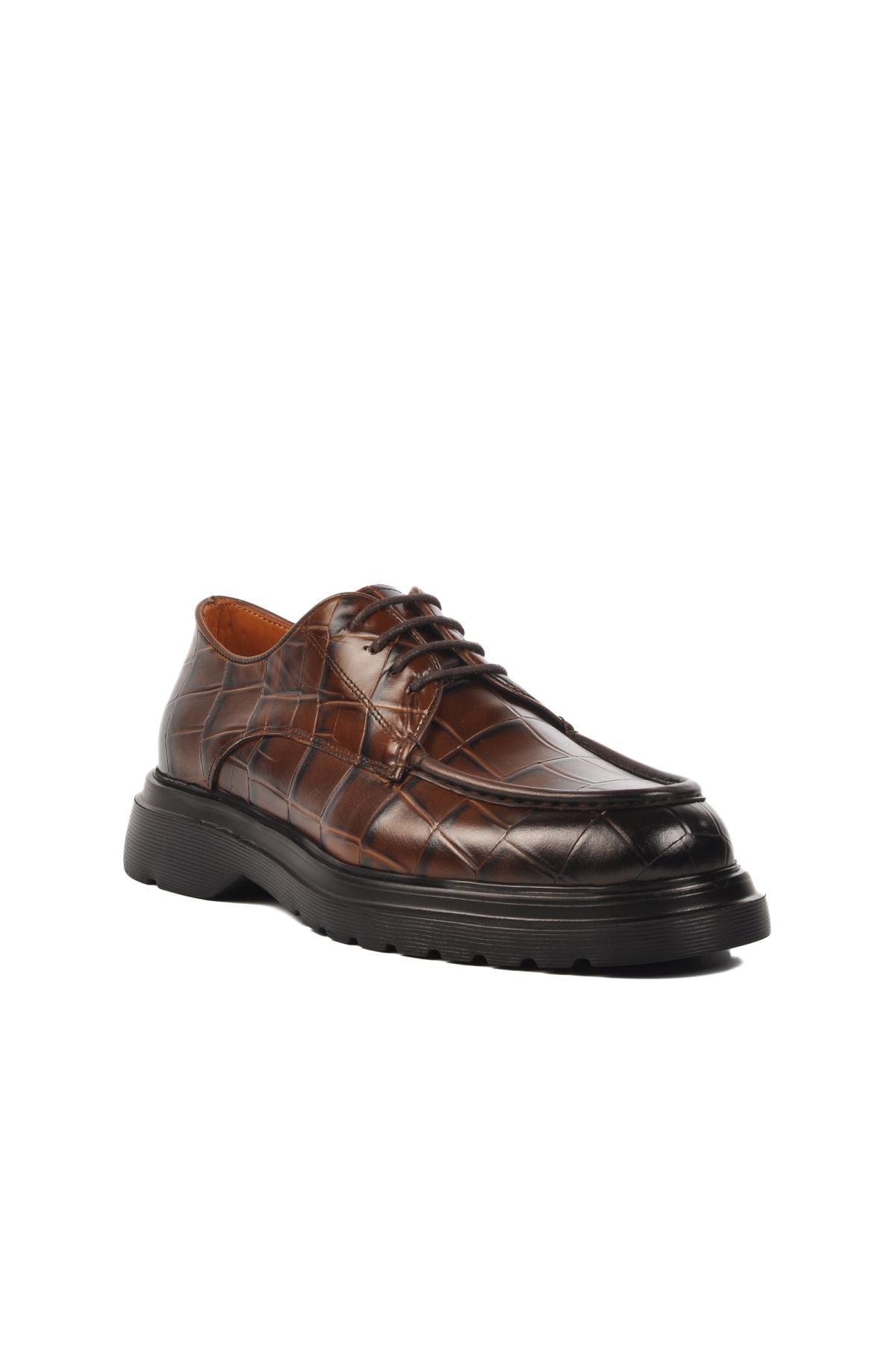 Premium 187 Kahve Kroko Hakiki Deri Erkek Klasik Ayakkabı - Görsel 4