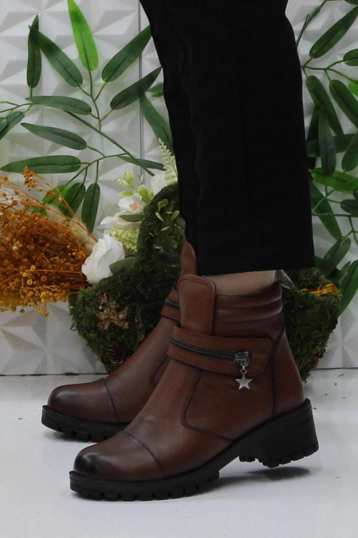 42836 Taba Orijinal Hakiki Deri İçi Kürklü Kaymaz Taban Kadın Bot - Görsel 4