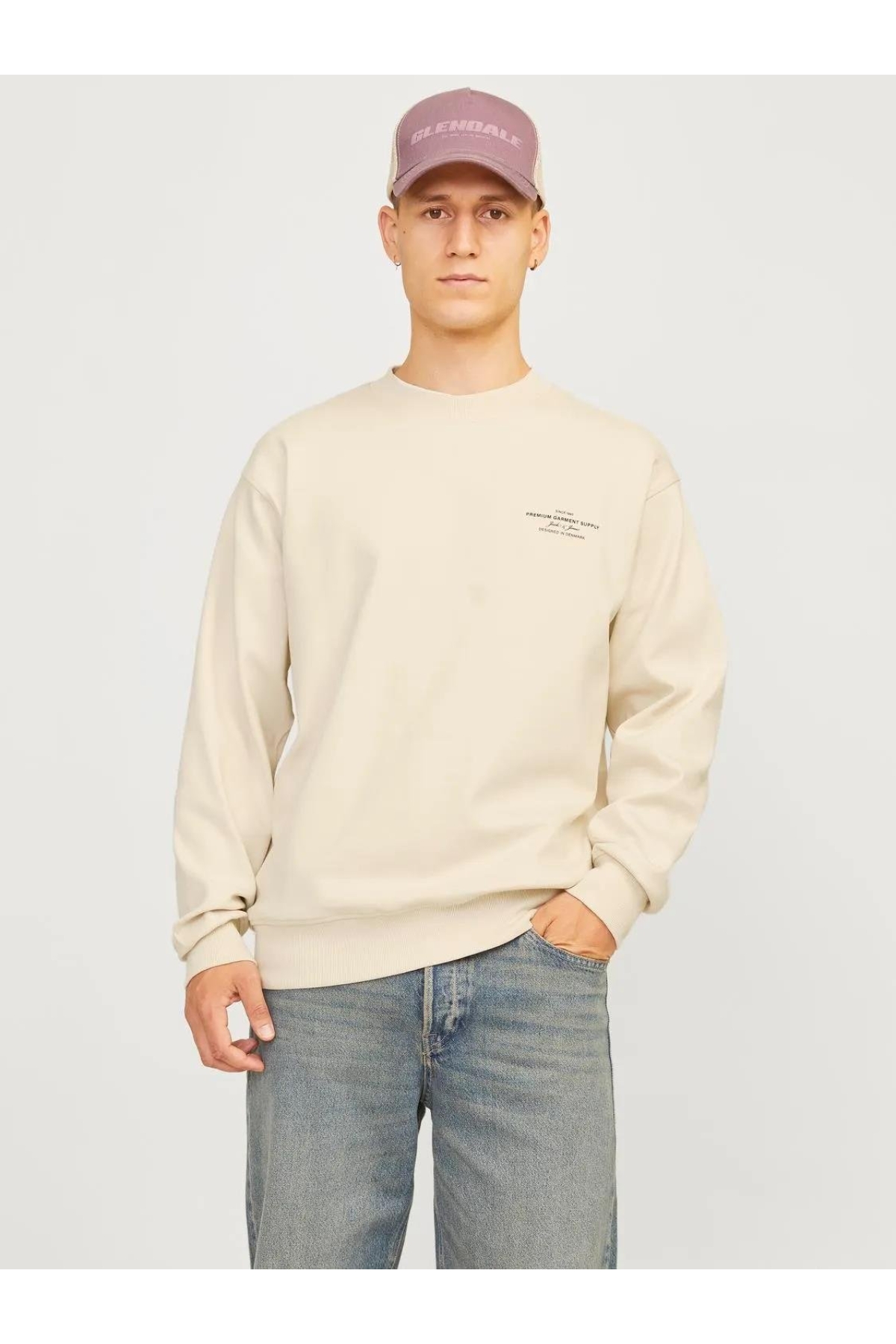 Jprblachad Branding Sweat Crew Neck Ln Erkek Sweatshirt