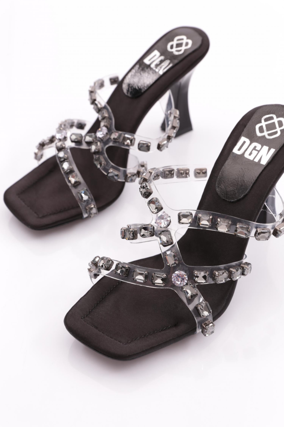 176 Kadin Taş Süslemeli Topuklu Terlik - Görsel 5