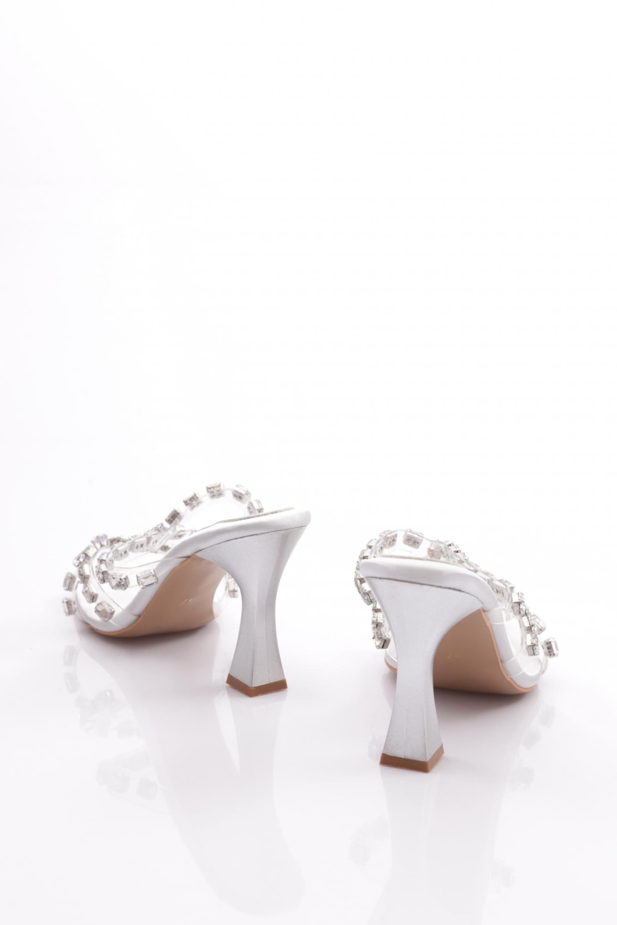 176 Kadin Taş Süslemeli Topuklu Terlik - Görsel 4