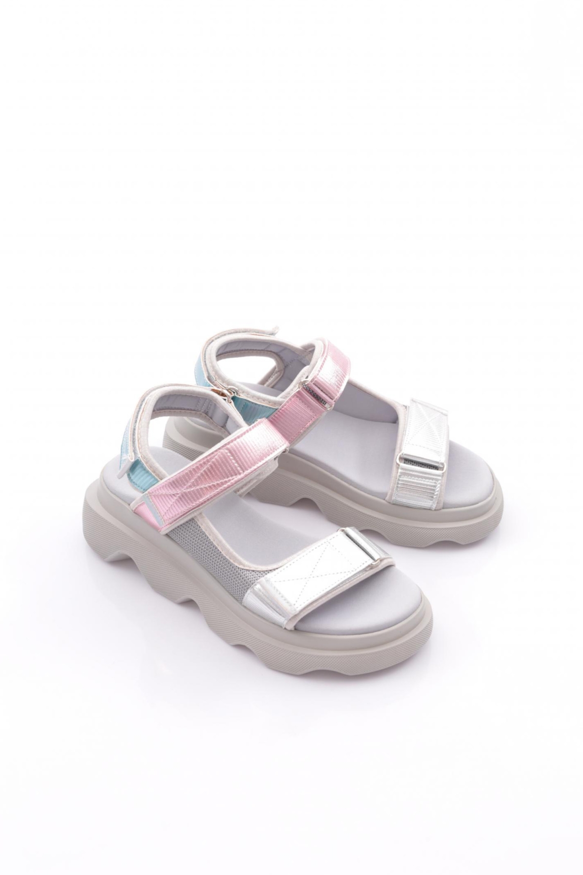 3527 Kadin Leopar Desenli Kalin Taban Sandalet - Görsel 3