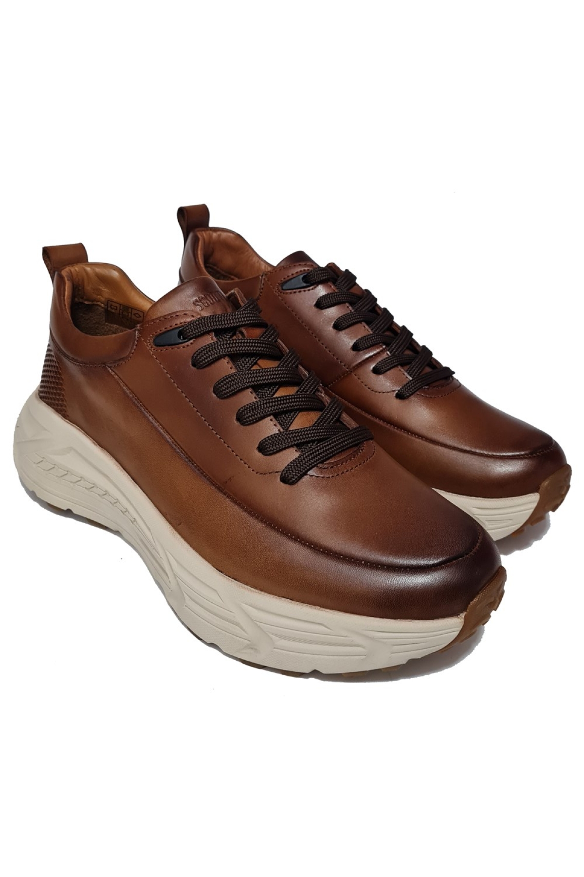 Bağlı Arka Kısım Lazer Baskılı Hakiki DeriKalın Taban Erkek Casual Ayakkabı 20378 - Görsel 4