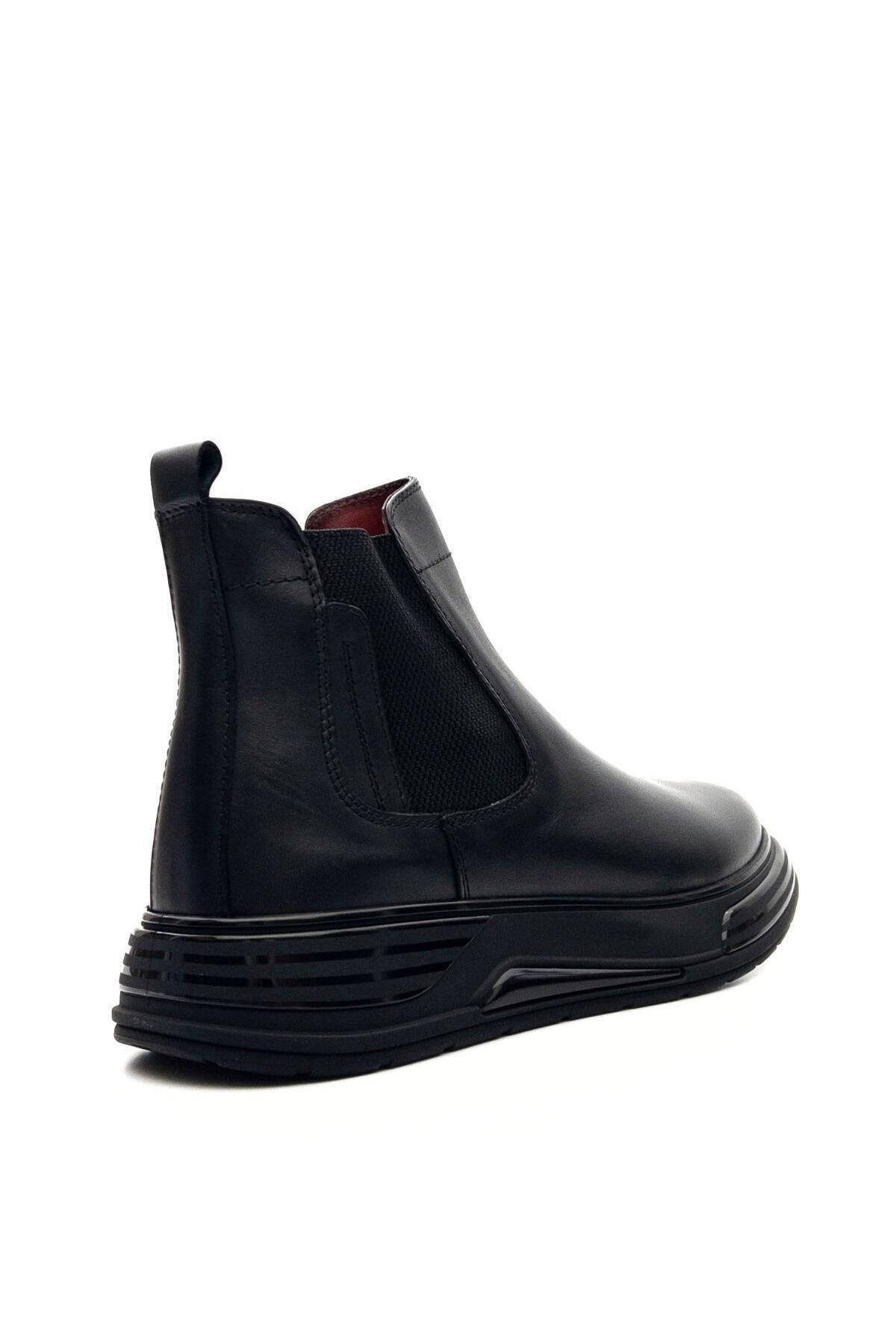 20001 Erkek Hakiki Deri Lastikli Siyah Chelsea Model Bot - Görsel 4