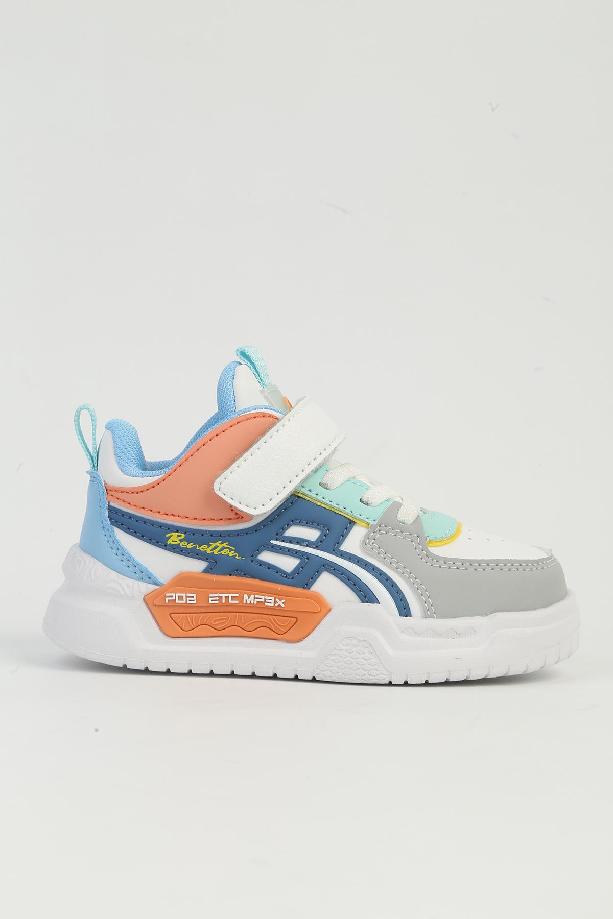 ® Beyaz Lacivert Çocuk Spor Ayakkabı İTHAL BNI-11092 - Görsel 2