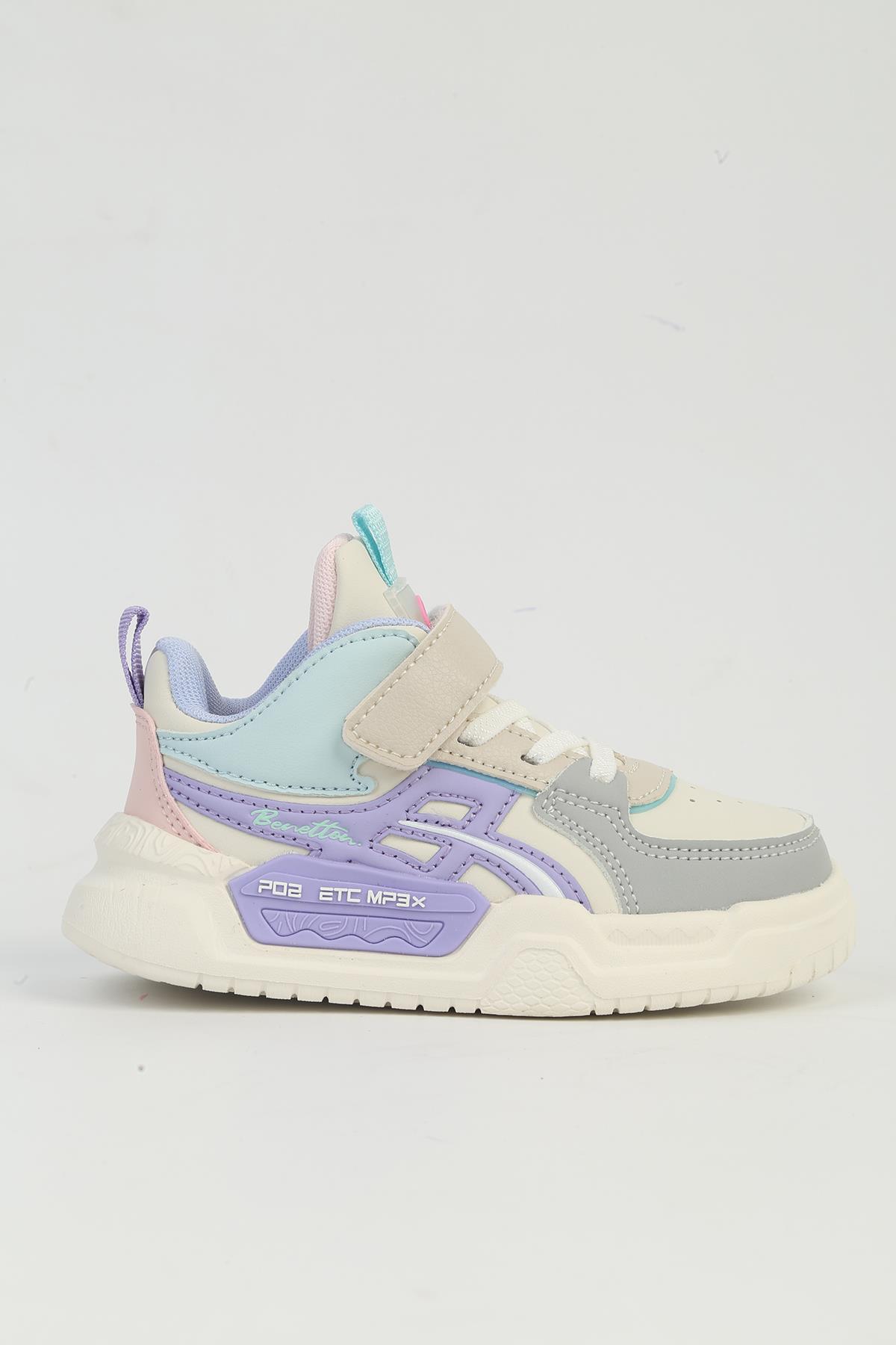 ® Beyaz Lila Çocuk Spor Ayakkabı İTHAL BNI-11092 - Görsel 2