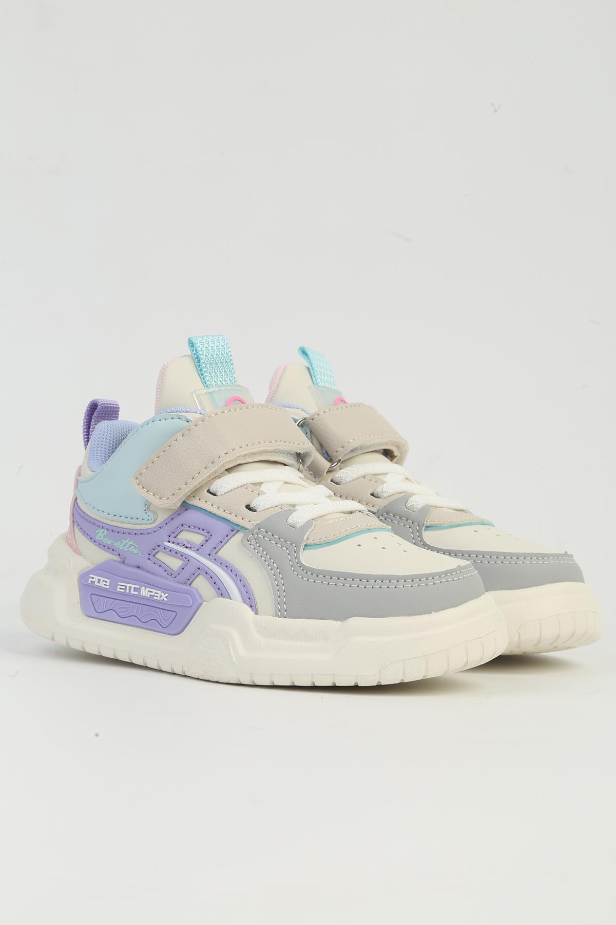 ® Beyaz Lila Çocuk Spor Ayakkabı İTHAL BNI-11092 - Görsel 4